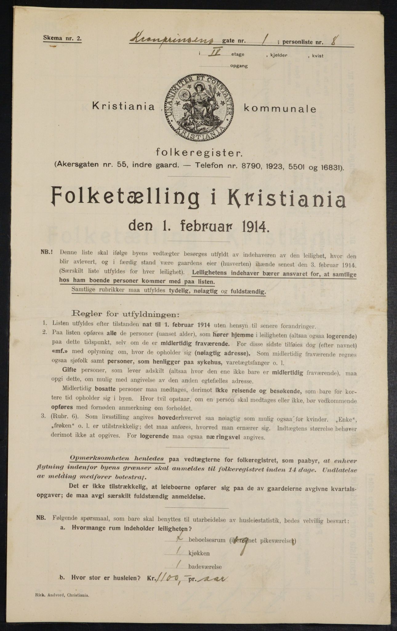 OBA, Municipal Census 1914 for Kristiania, 1914, p. 54408