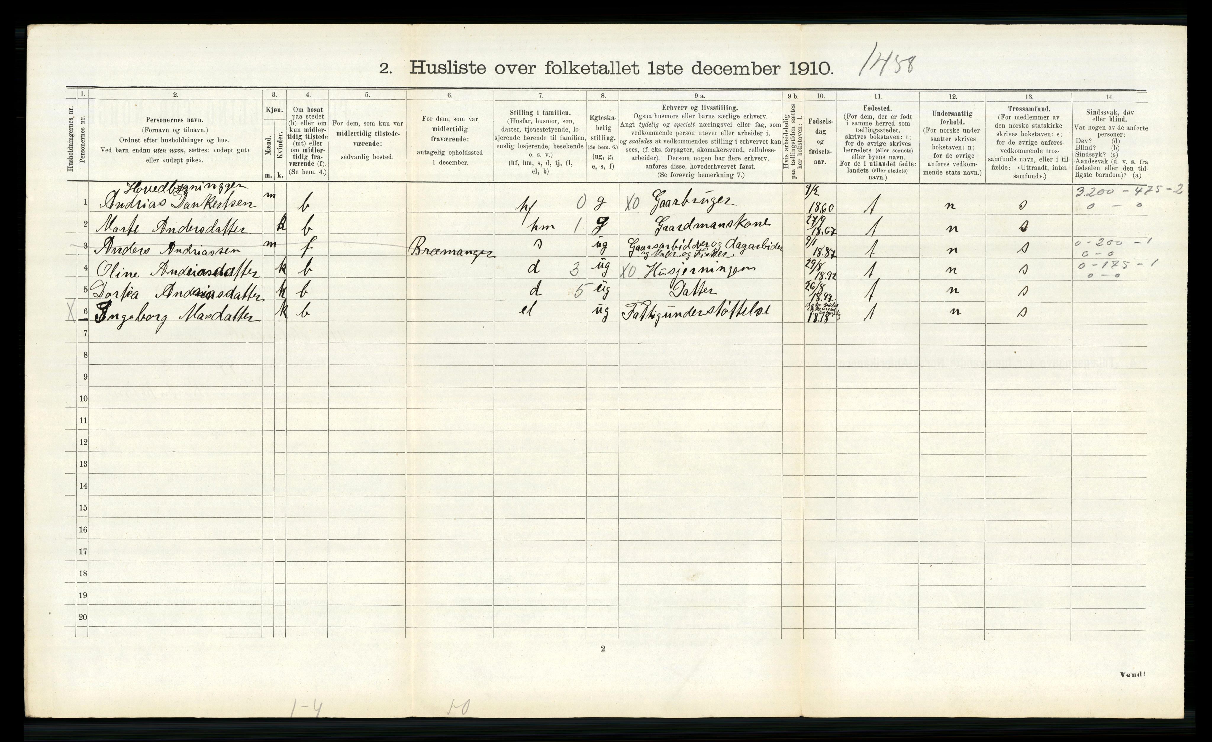 RA, 1910 census for Ytre Holmedal, 1910, p. 585