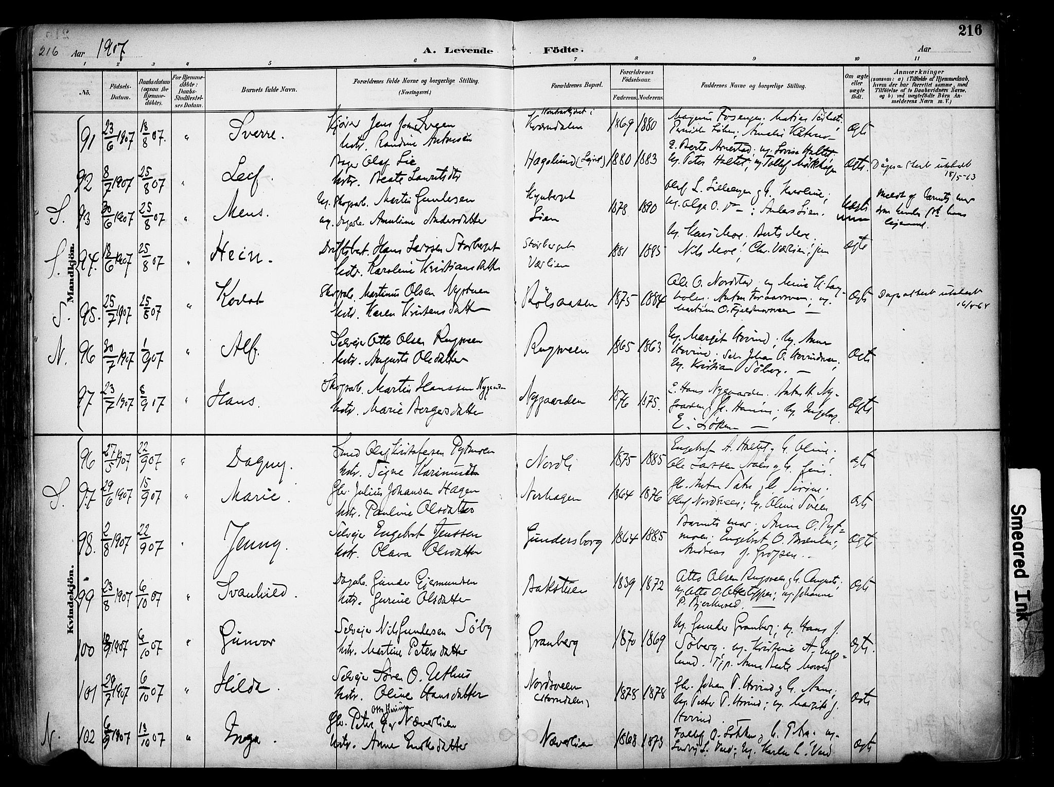 Elverum prestekontor, AV/SAH-PREST-044/H/Ha/Haa/L0014: Parish register (official) no. 14, 1891-1909, p. 216