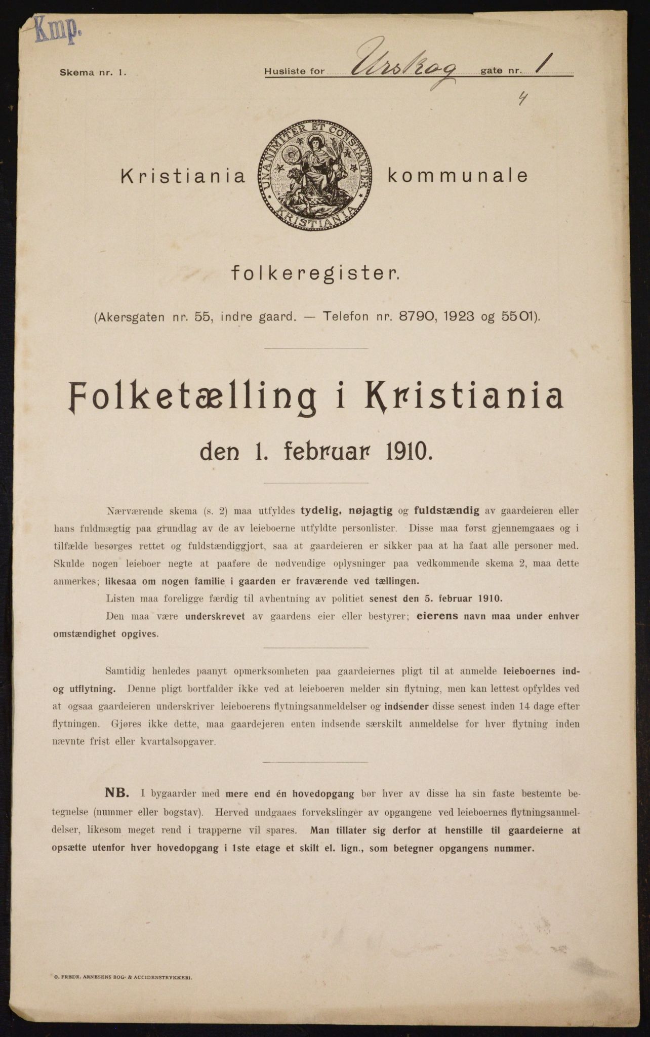 OBA, Municipal Census 1910 for Kristiania, 1910, p. 2431