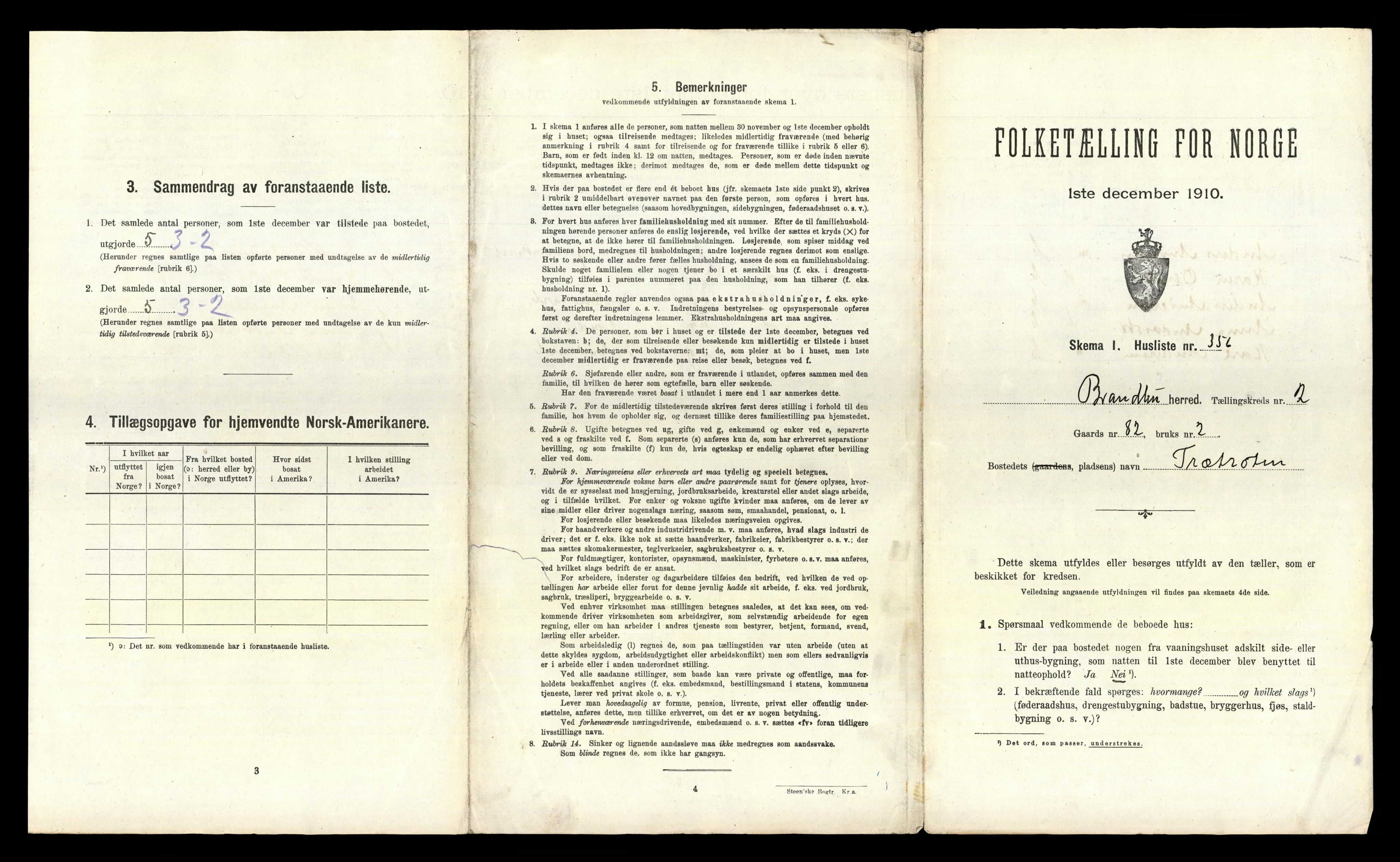 RA, 1910 census for Brandbu, 1910, p. 982