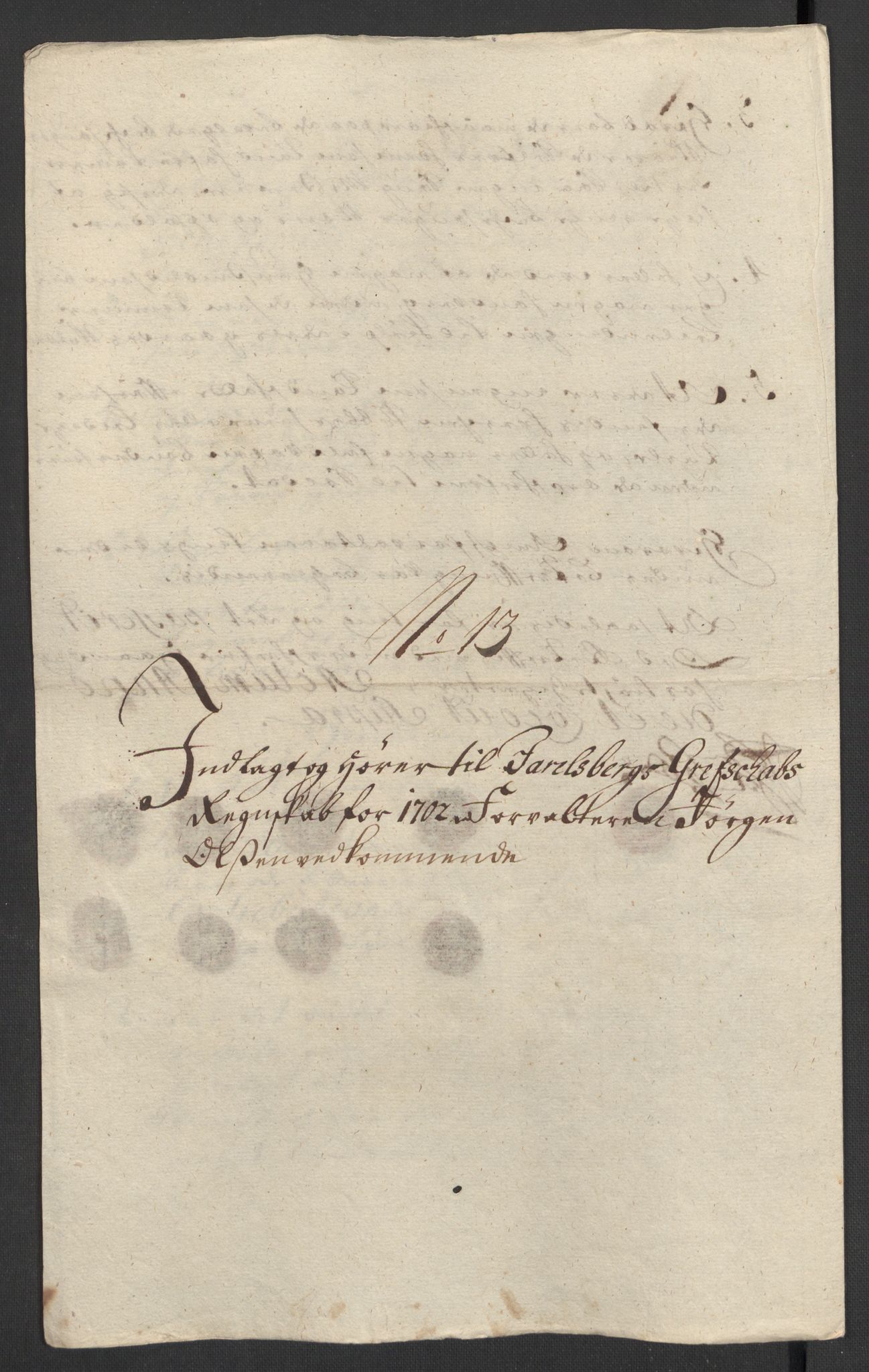 Rentekammeret inntil 1814, Reviderte regnskaper, Fogderegnskap, RA/EA-4092/R32/L1870: Fogderegnskap Jarlsberg grevskap, 1702, p. 164