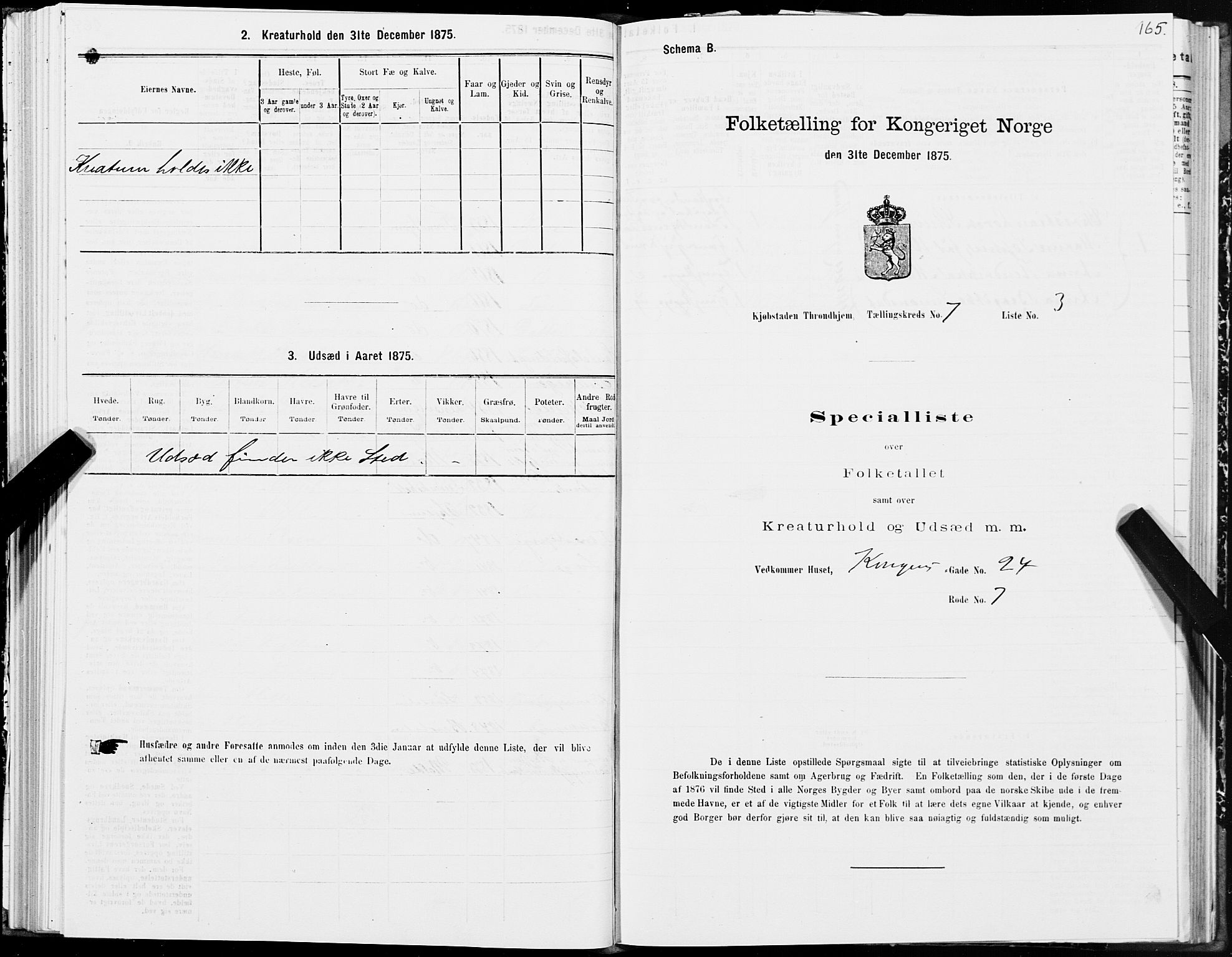 SAT, 1875 census for 1601 Trondheim, 1875, p. 4165