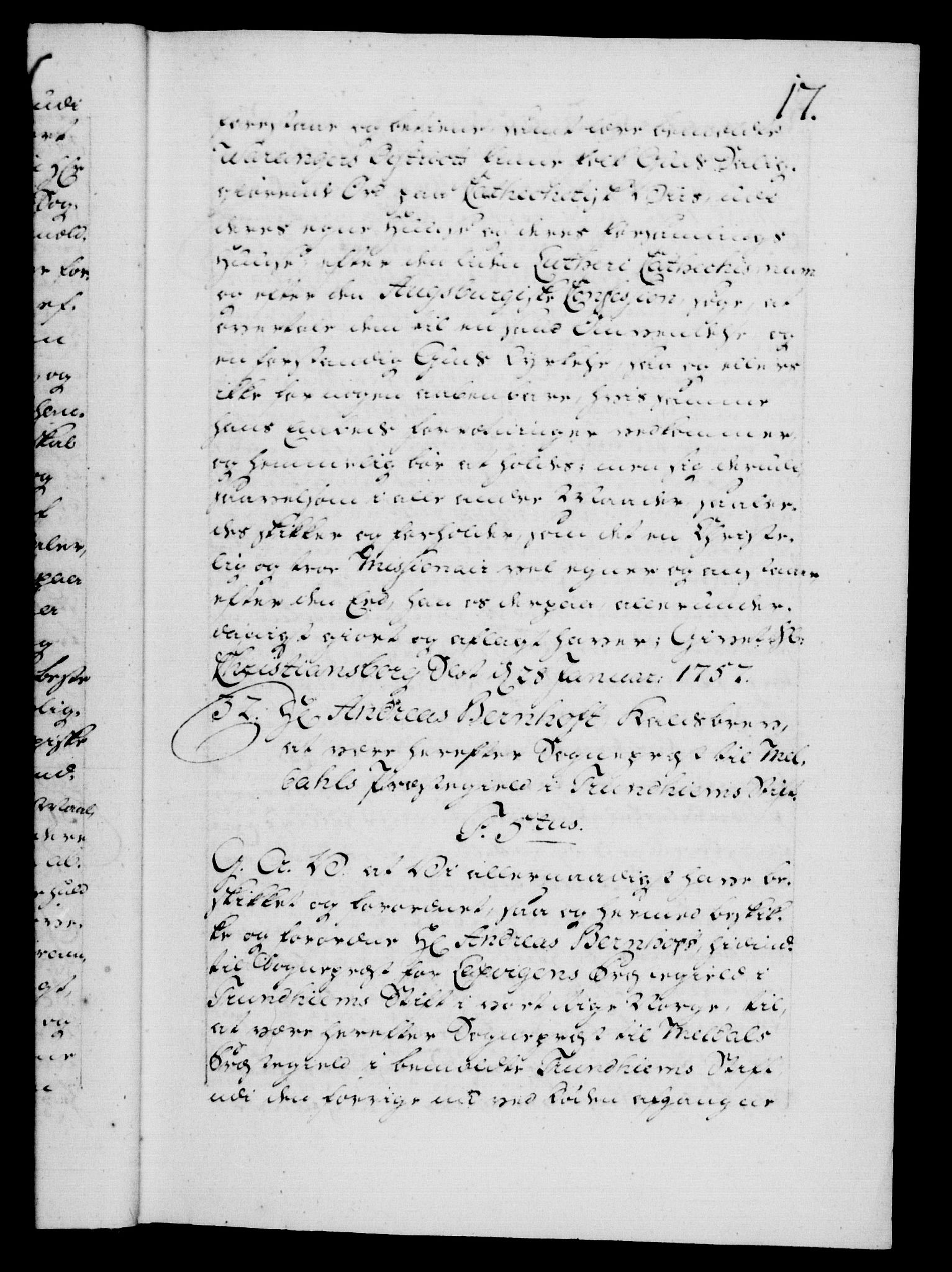 Danske Kanselli 1572-1799, AV/RA-EA-3023/F/Fc/Fca/Fcaa/L0040: Norske registre, 1757-1759, p. 17a