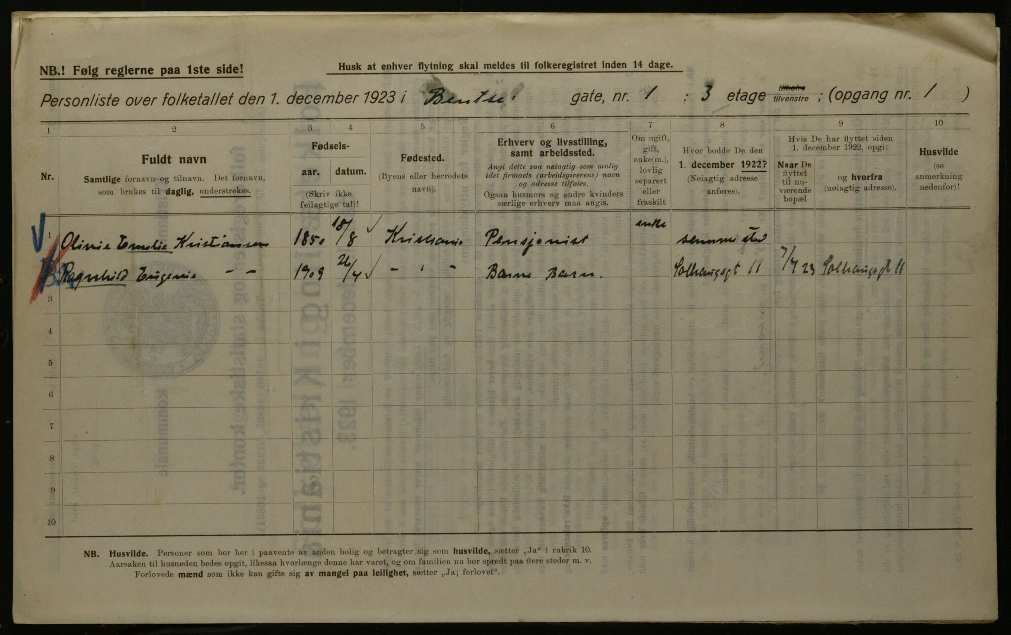 OBA, Municipal Census 1923 for Kristiania, 1923, p. 4346