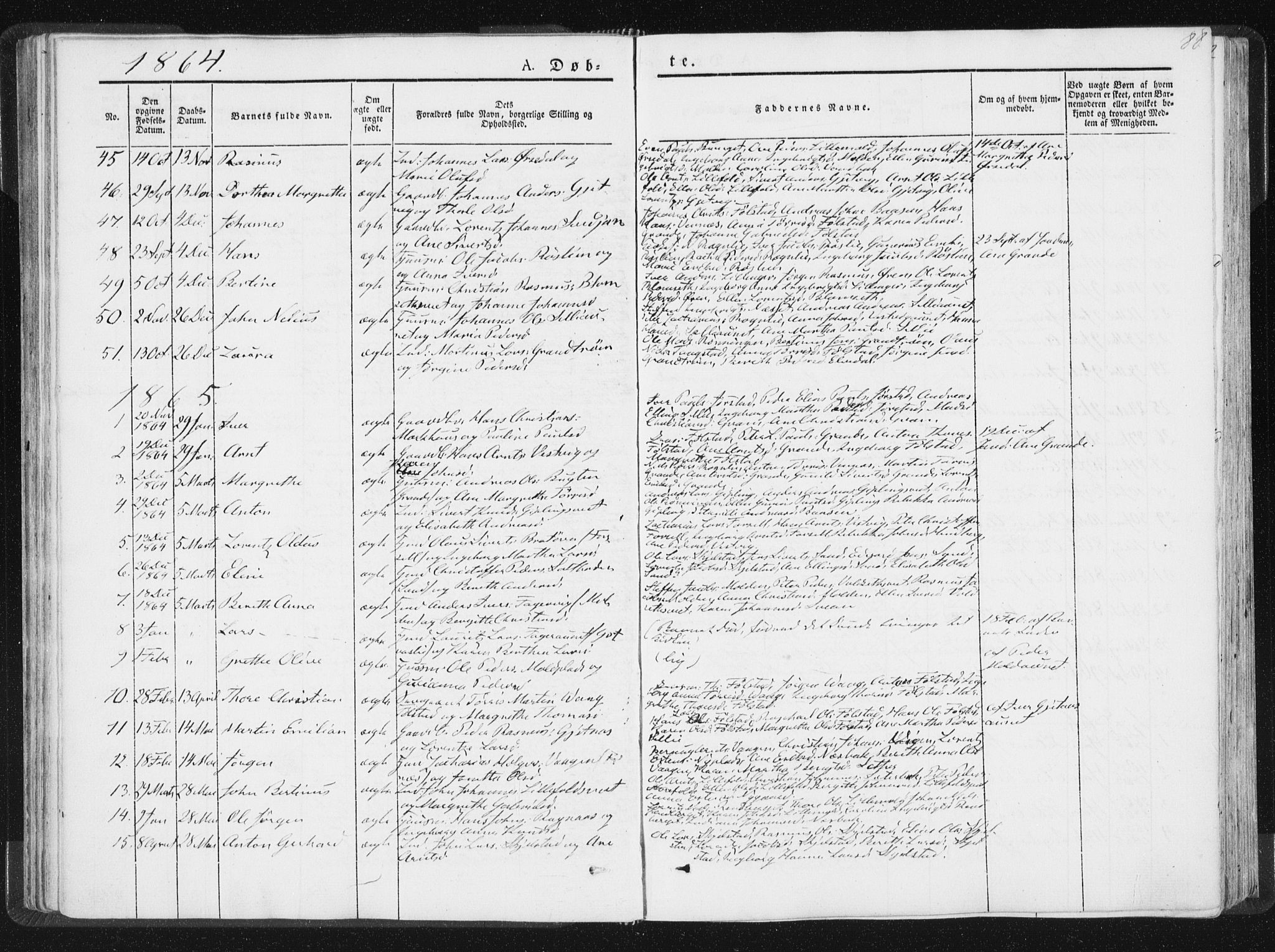 Ministerialprotokoller, klokkerbøker og fødselsregistre - Nord-Trøndelag, SAT/A-1458/744/L0418: Parish register (official) no. 744A02, 1843-1866, p. 88