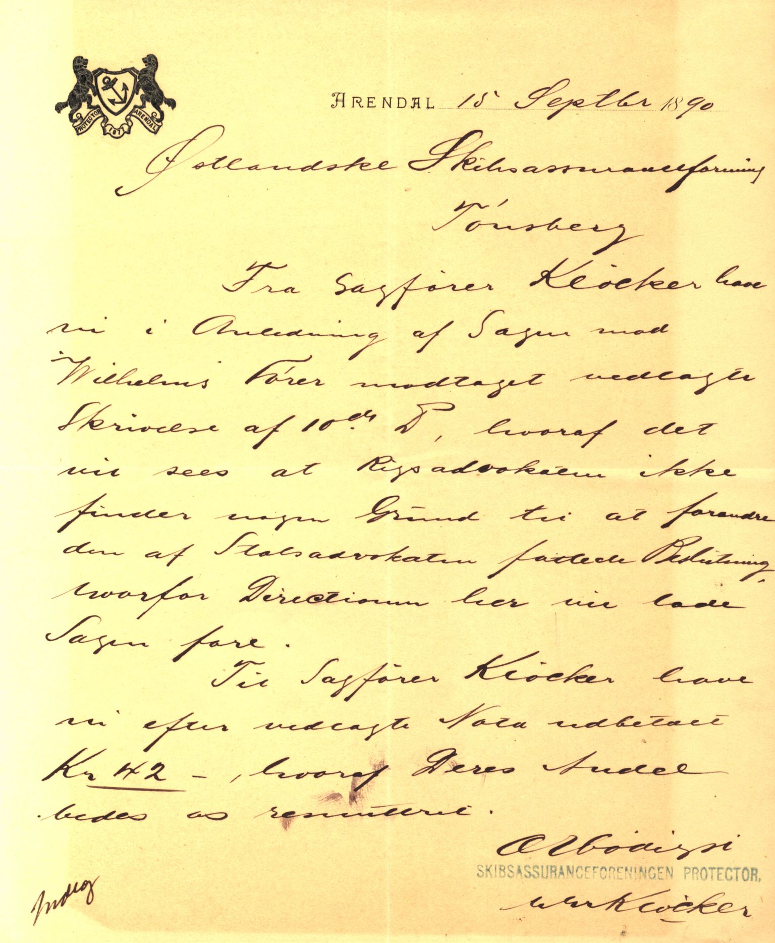 Pa 63 - Østlandske skibsassuranceforening, VEMU/A-1079/G/Ga/L0023/0008: Havaridokumenter / Immanuel, Wilhelm, Tobine, Diaz, Esmeralda, Tjømø, 1889, p. 39