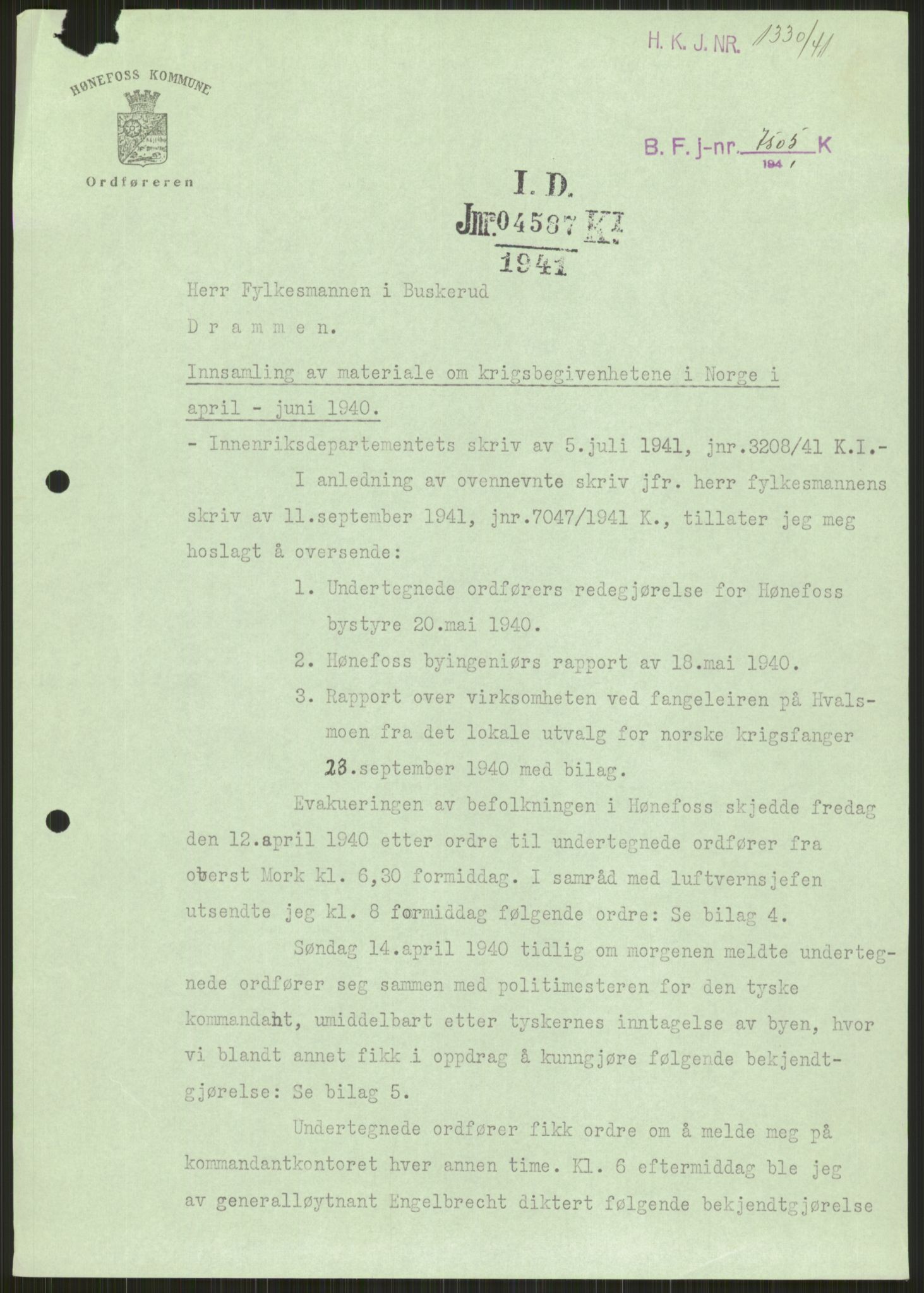 Forsvaret, Forsvarets krigshistoriske avdeling, RA/RAFA-2017/Y/Ya/L0014: II-C-11-31 - Fylkesmenn.  Rapporter om krigsbegivenhetene 1940., 1940, p. 354