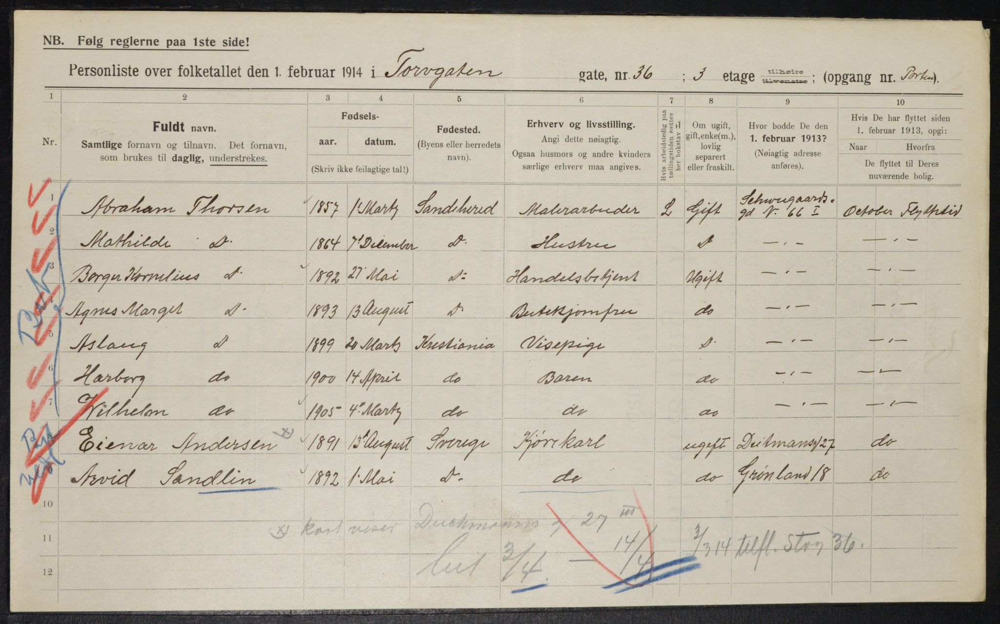 OBA, Municipal Census 1914 for Kristiania, 1914, p. 115132