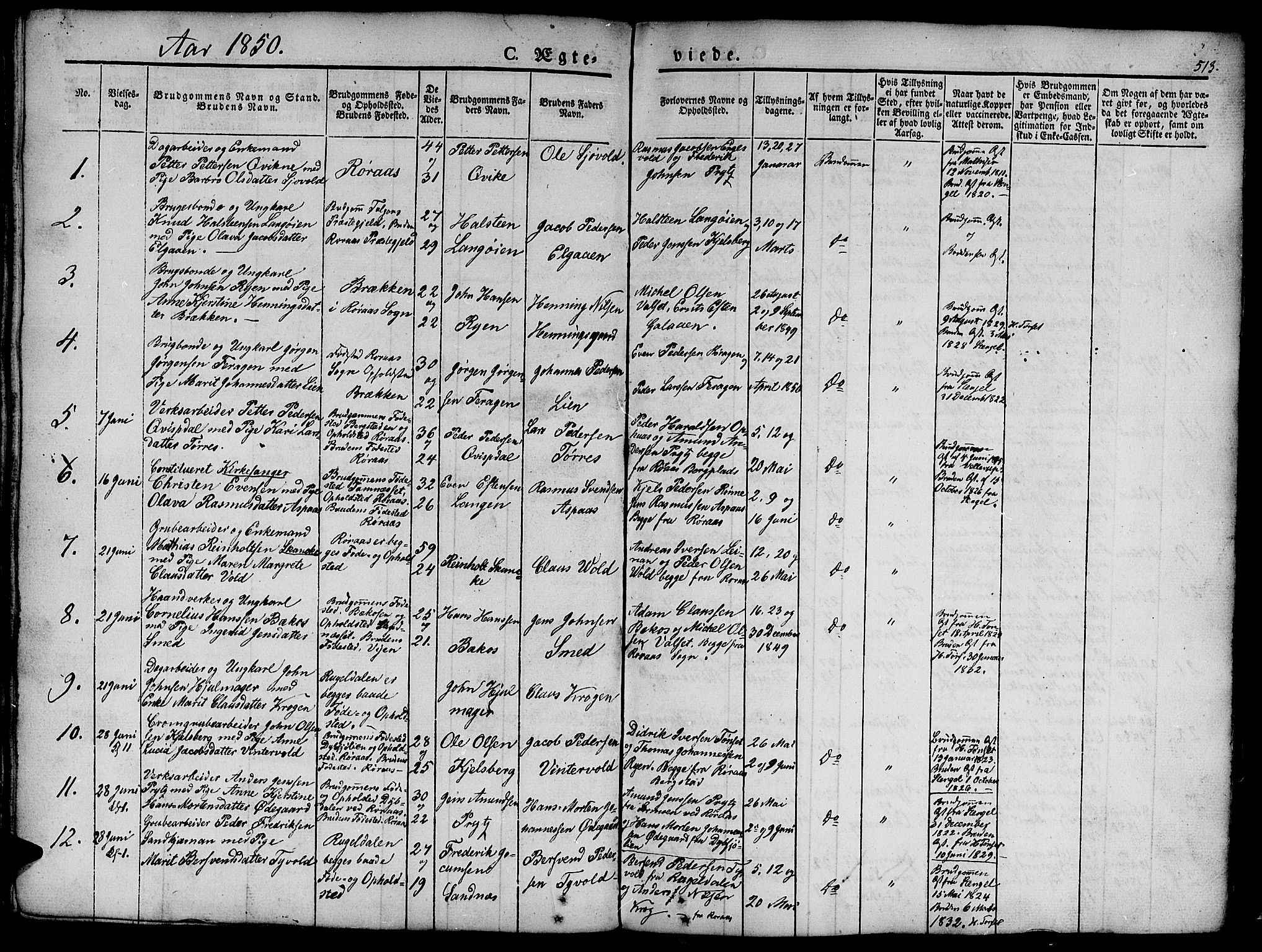 Ministerialprotokoller, klokkerbøker og fødselsregistre - Sør-Trøndelag, SAT/A-1456/681/L0939: Parish register (copy) no. 681C03, 1829-1855, p. 513
