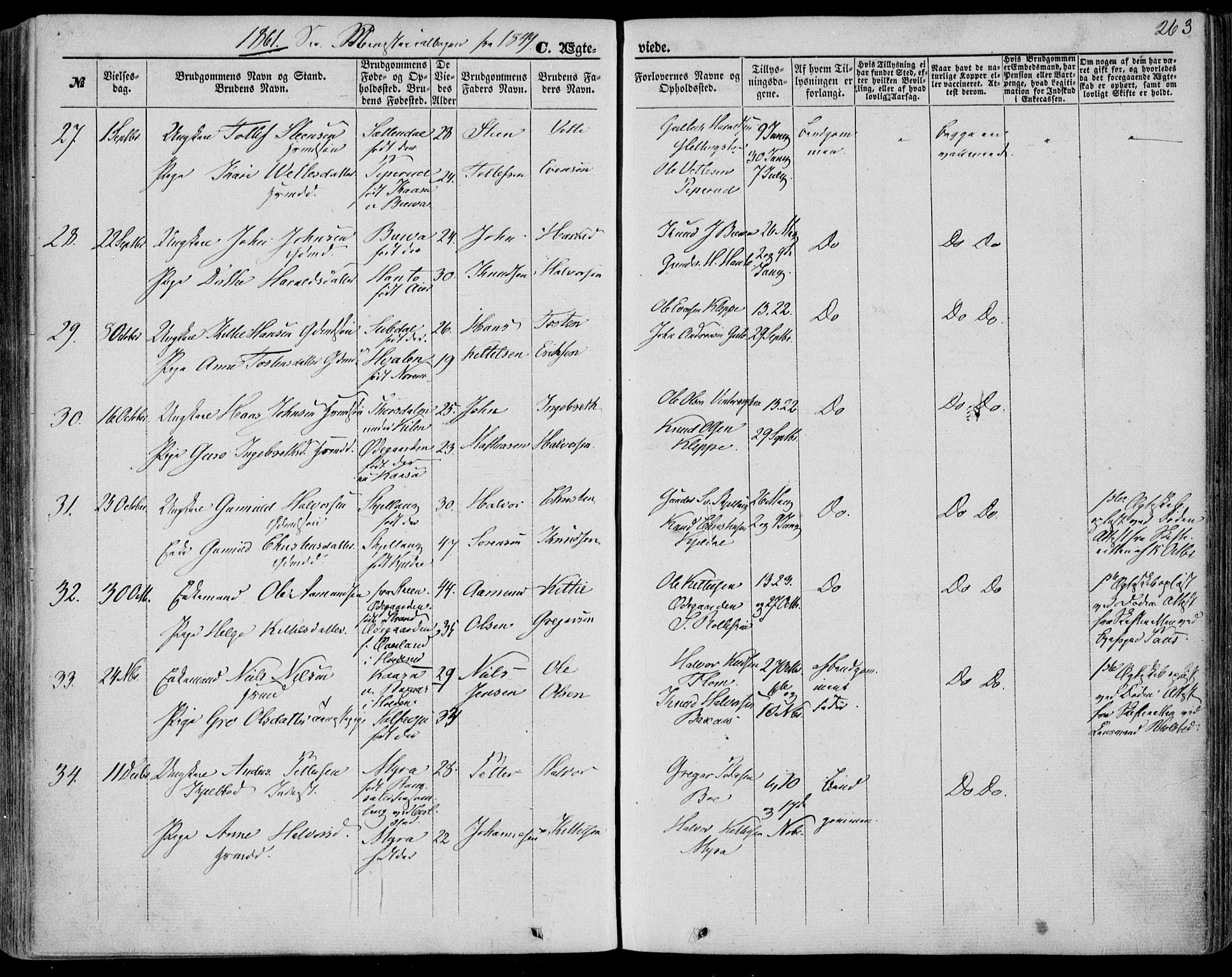 Bø kirkebøker, SAKO/A-257/F/Fa/L0009: Parish register (official) no. 9, 1862-1879, p. 263