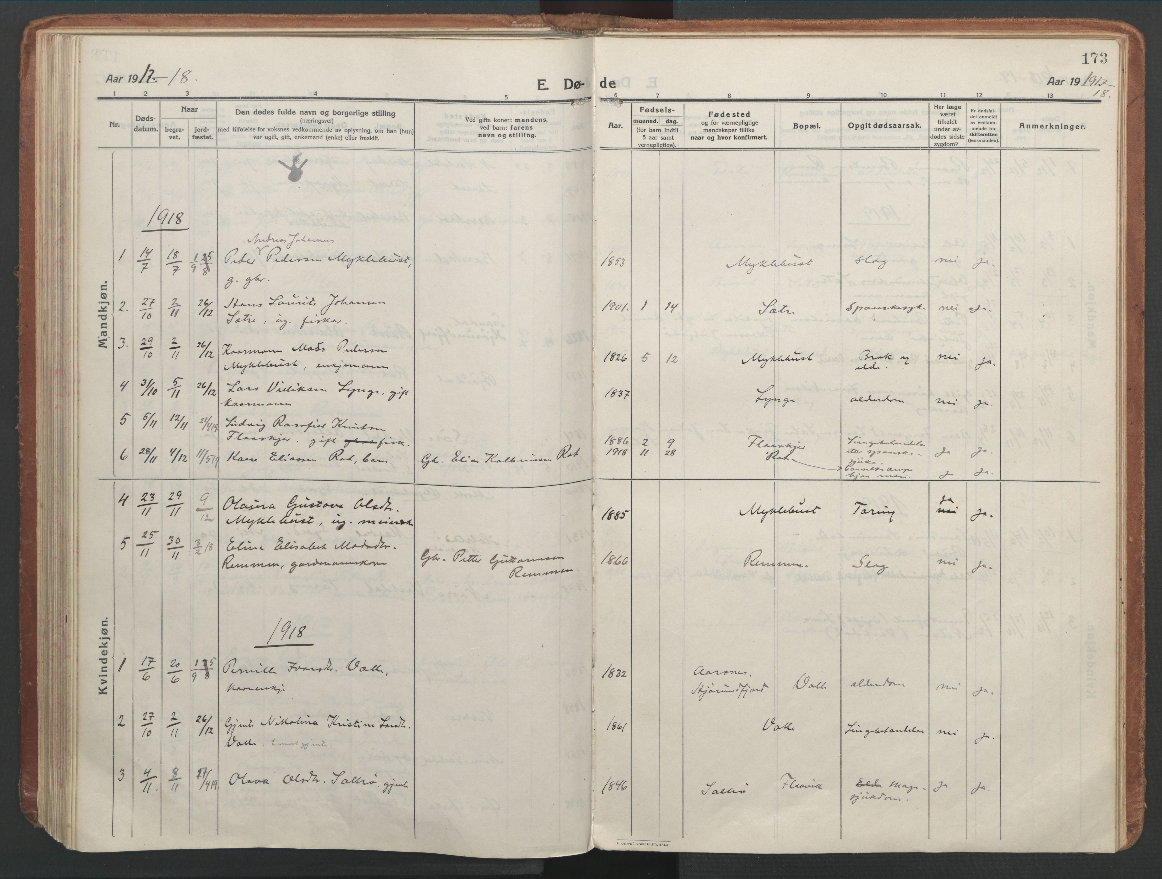 Ministerialprotokoller, klokkerbøker og fødselsregistre - Møre og Romsdal, AV/SAT-A-1454/514/L0200: Parish register (official) no. 514A02, 1913-1943, p. 173