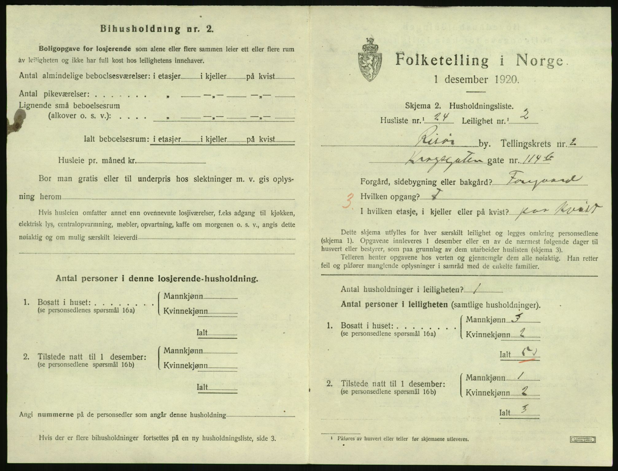 SAK, 1920 census for Risør, 1920, p. 2009
