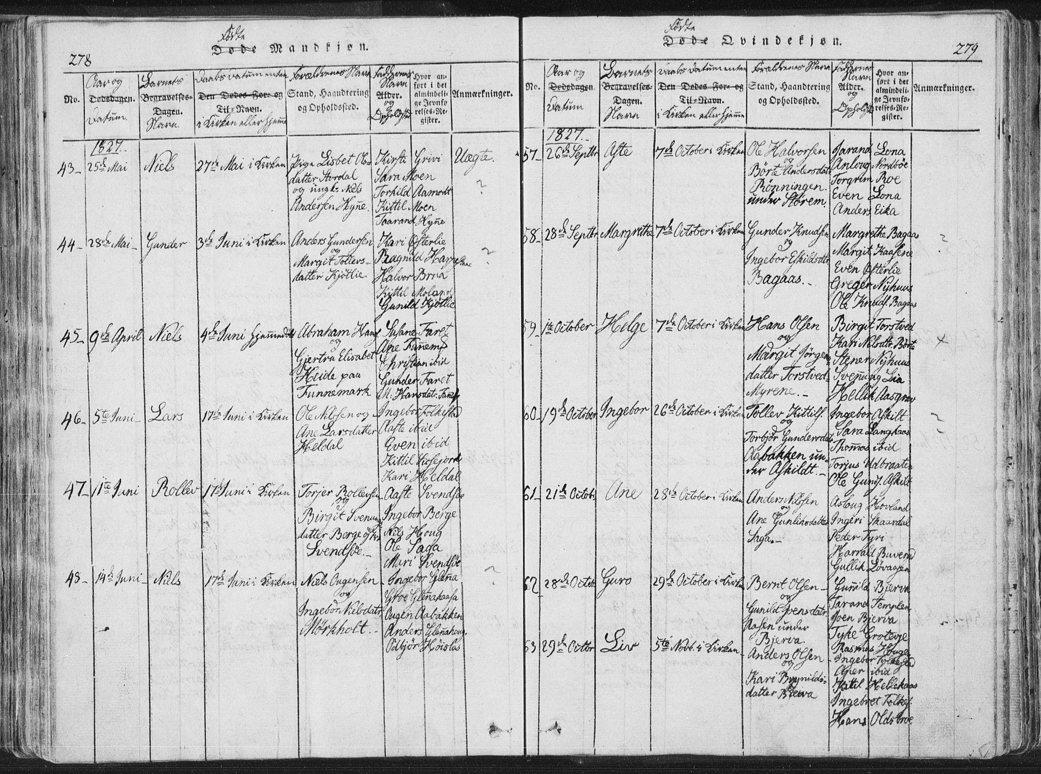 Bø kirkebøker, AV/SAKO-A-257/F/Fa/L0006: Parish register (official) no. 6, 1815-1831, p. 278-279