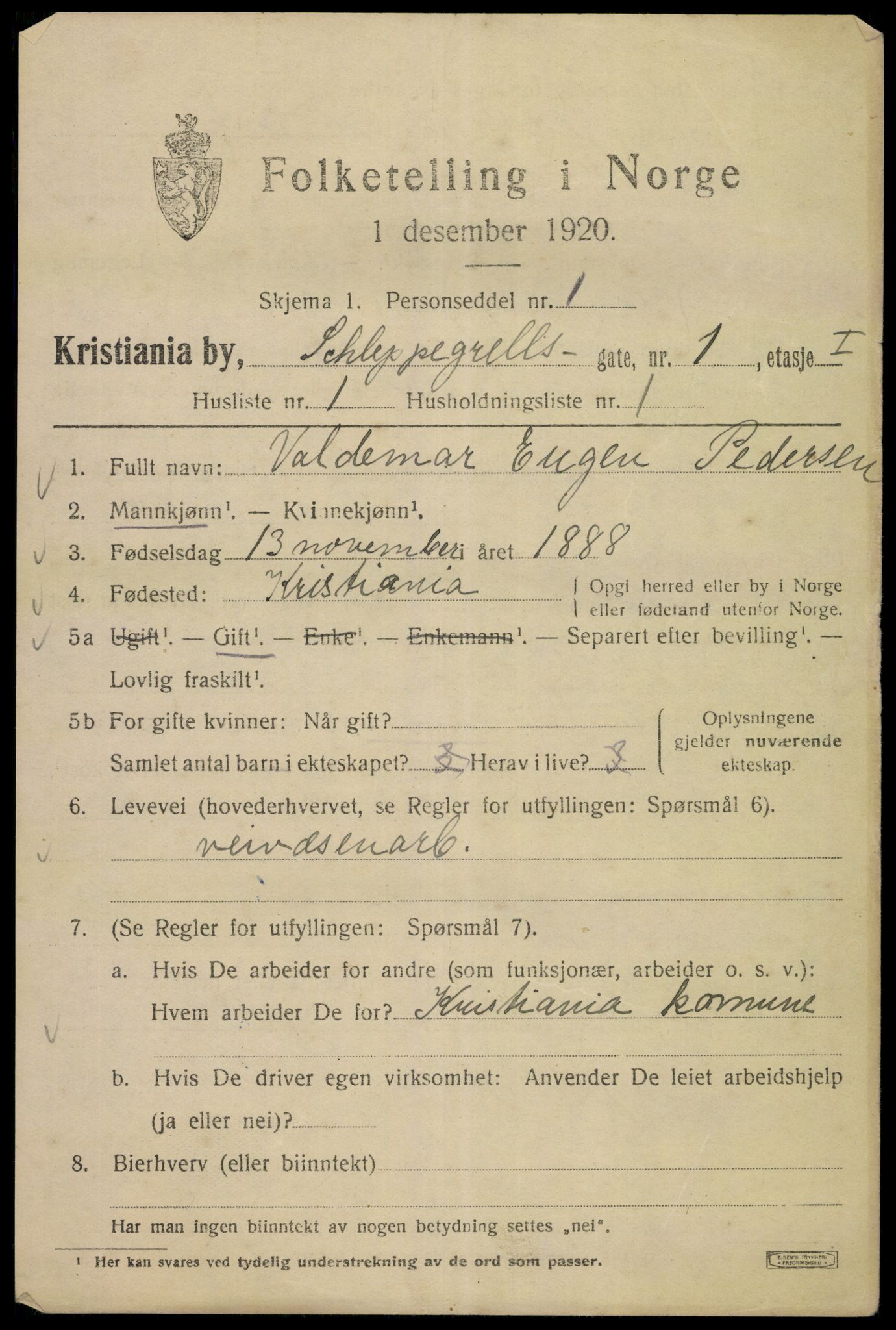 SAO, 1920 census for Kristiania, 1920, p. 487235