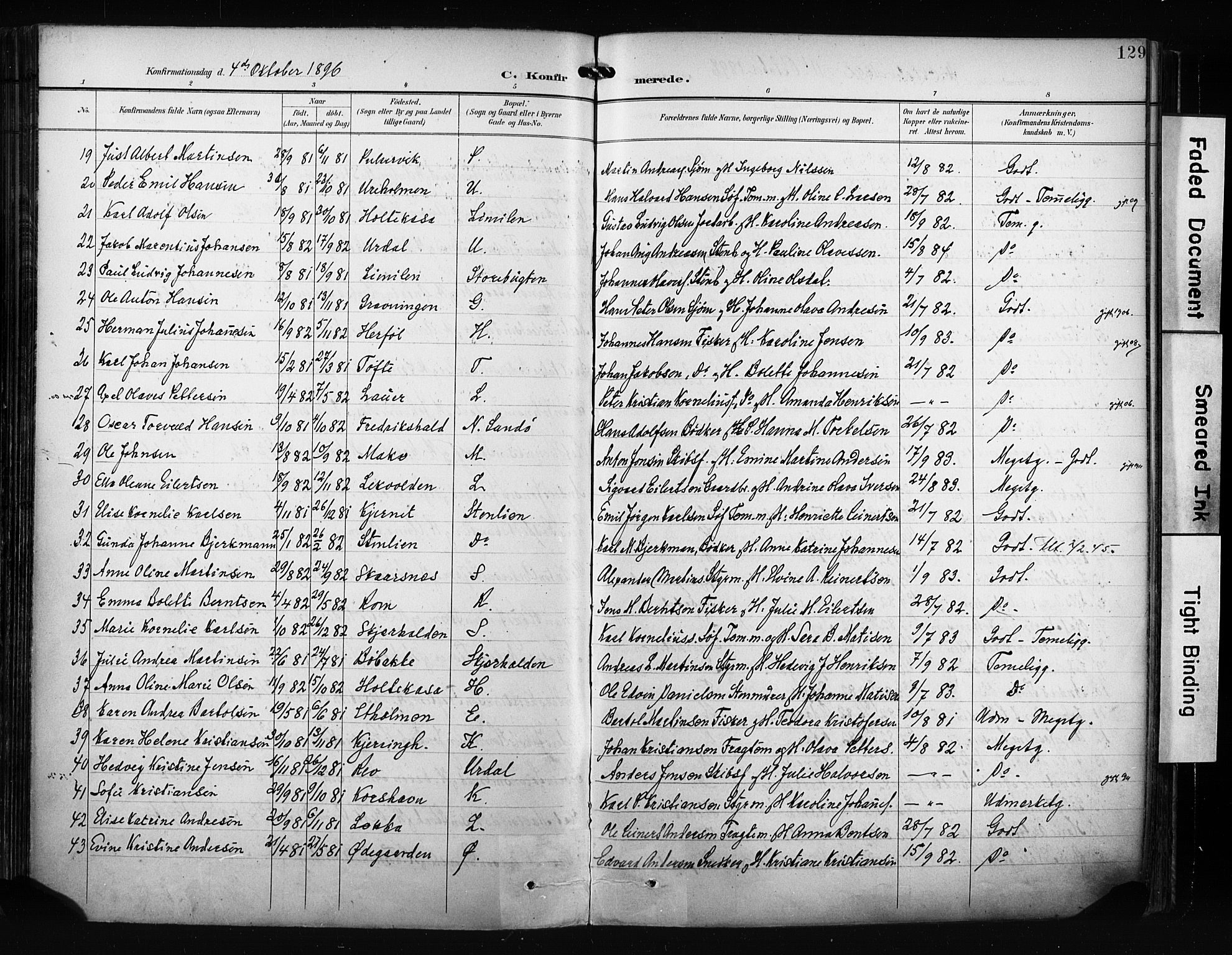 Hvaler prestekontor Kirkebøker, AV/SAO-A-2001/F/Fa/L0009: Parish register (official) no. I 9, 1895-1906, p. 129