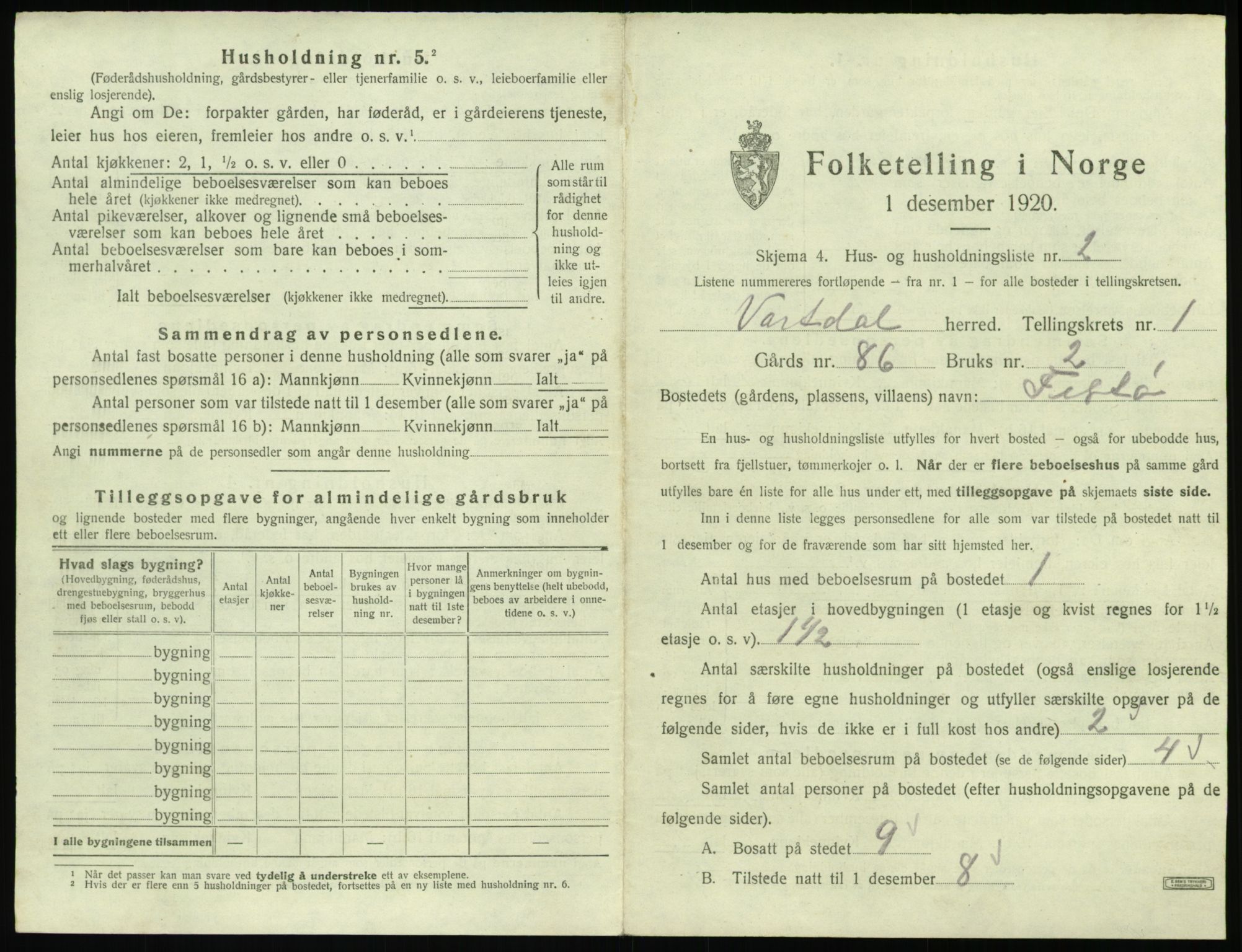 SAT, 1920 census for Vartdal, 1920, p. 27