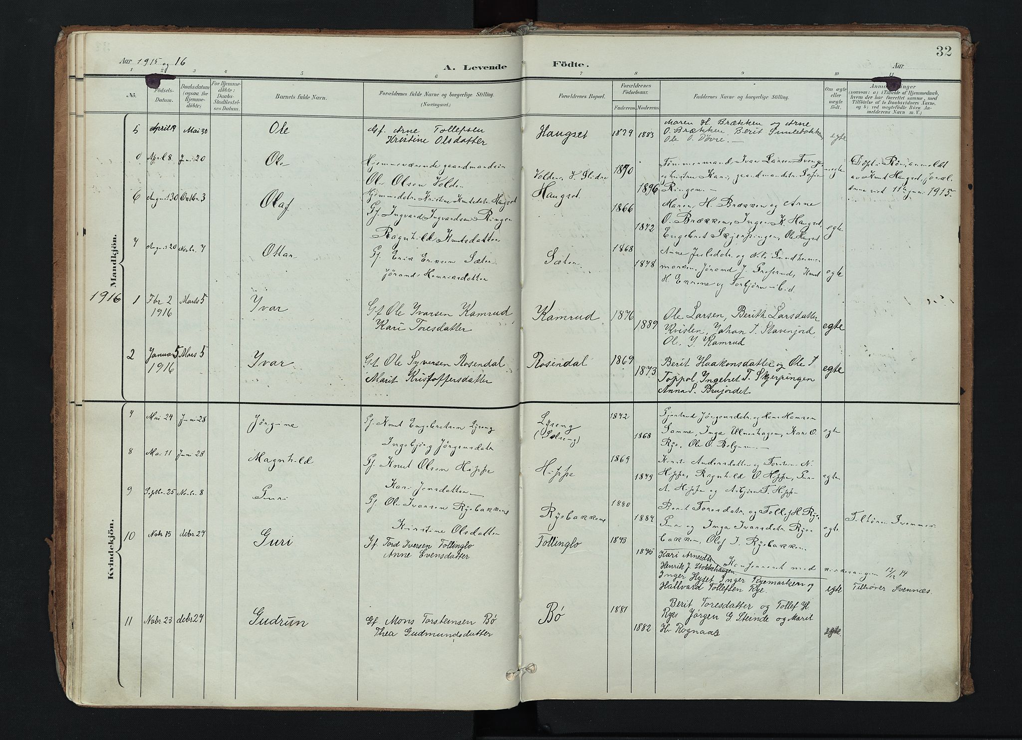 Nord-Aurdal prestekontor, SAH/PREST-132/H/Ha/Haa/L0017: Parish register (official) no. 17, 1897-1926, p. 32