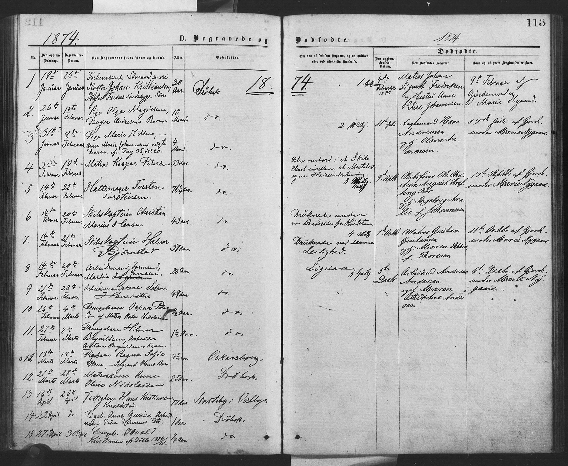 Drøbak prestekontor Kirkebøker, SAO/A-10142a/F/Fa/L0003: Parish register (official) no. I 3, 1871-1877, p. 113