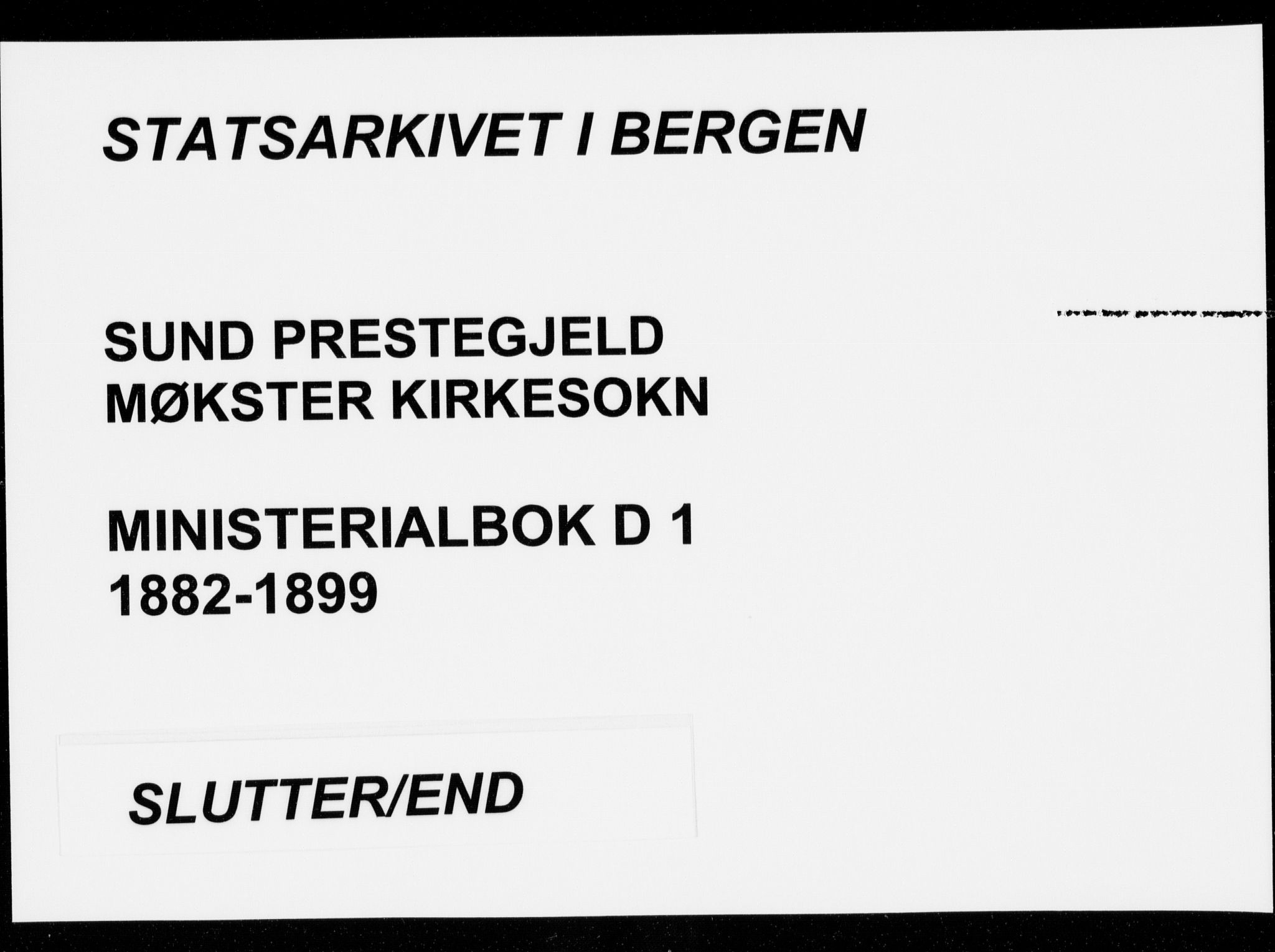 Sund sokneprestembete, AV/SAB-A-99930: Parish register (official) no. D 1, 1882-1899