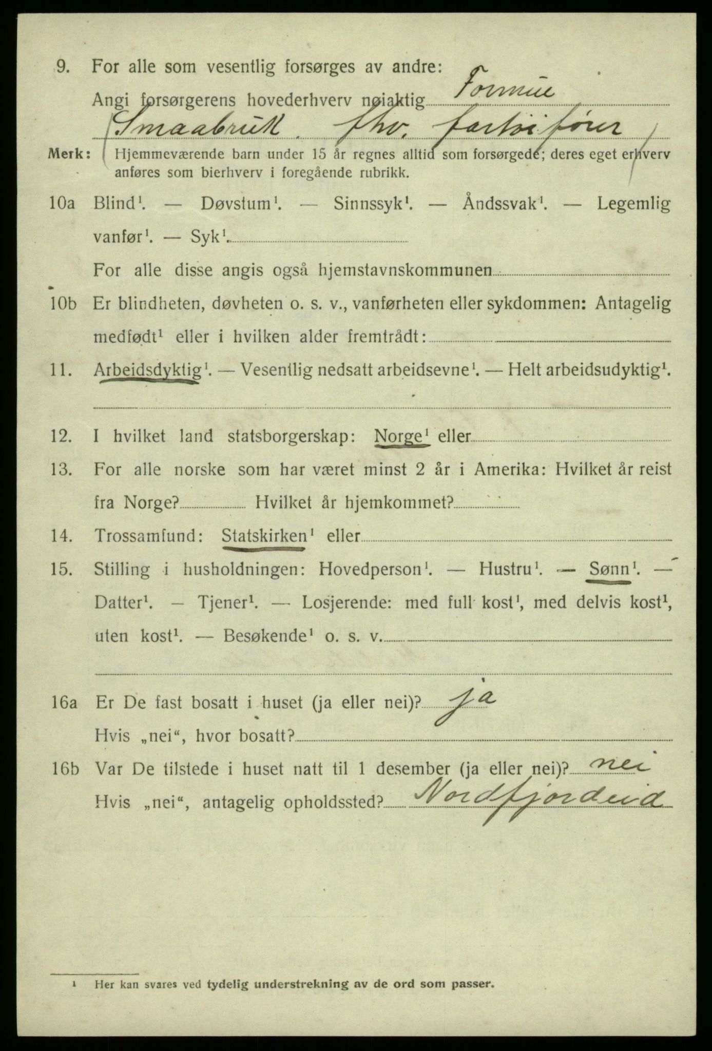 SAB, 1920 census for Kvam, 1920, p. 5180