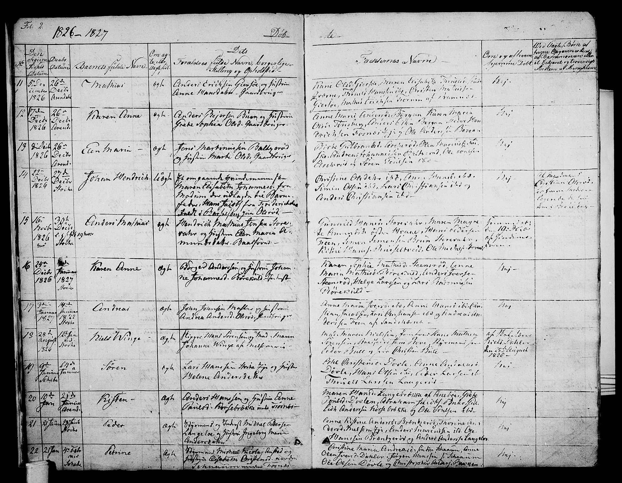 Stokke kirkebøker, SAKO/A-320/F/Fa/L0006: Parish register (official) no. I 6, 1826-1843, p. 2