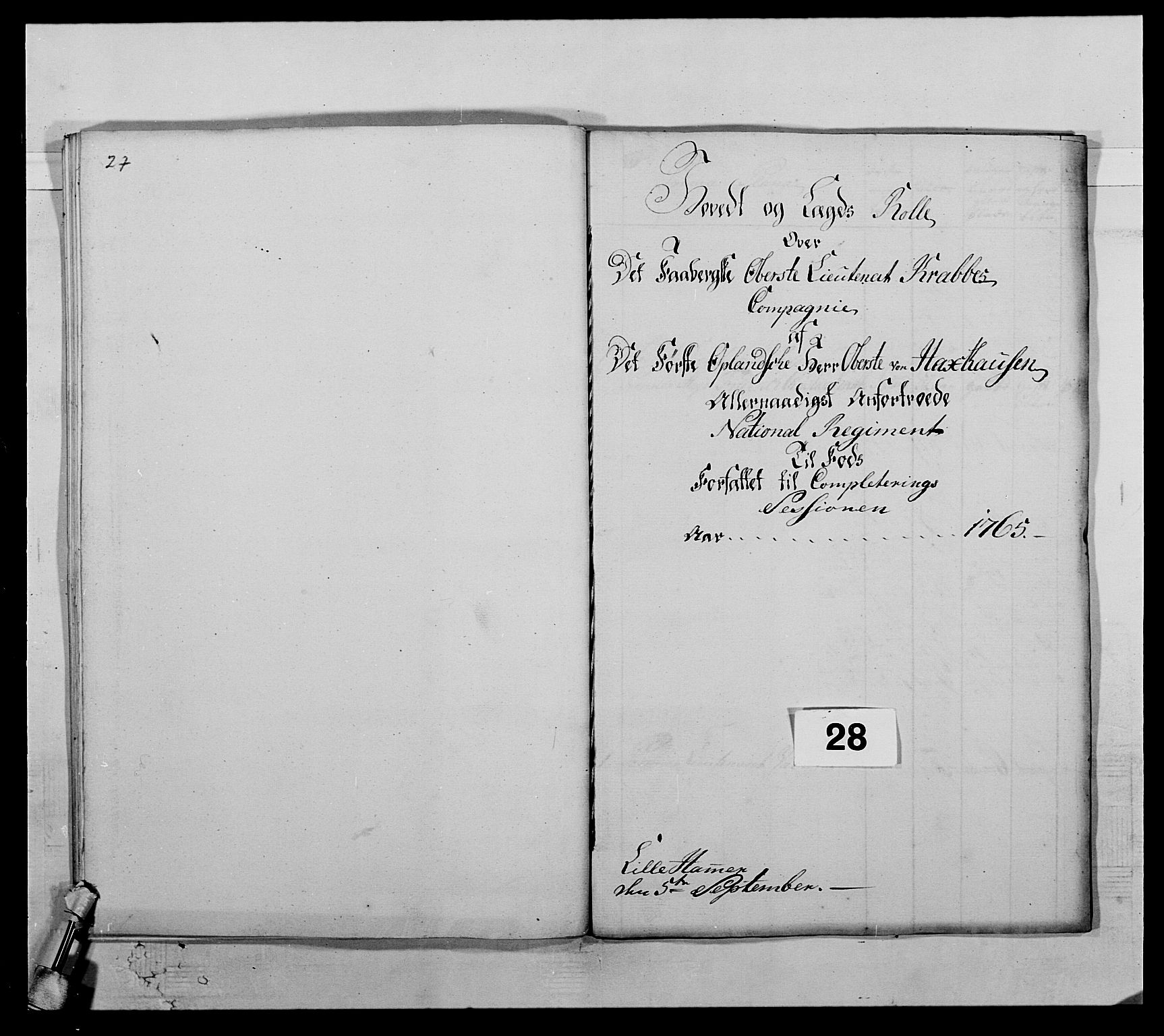 Kommanderende general (KG I) med Det norske krigsdirektorium, AV/RA-EA-5419/E/Ea/L0503b: 1. Opplandske regiment, 1764-1765, p. 419