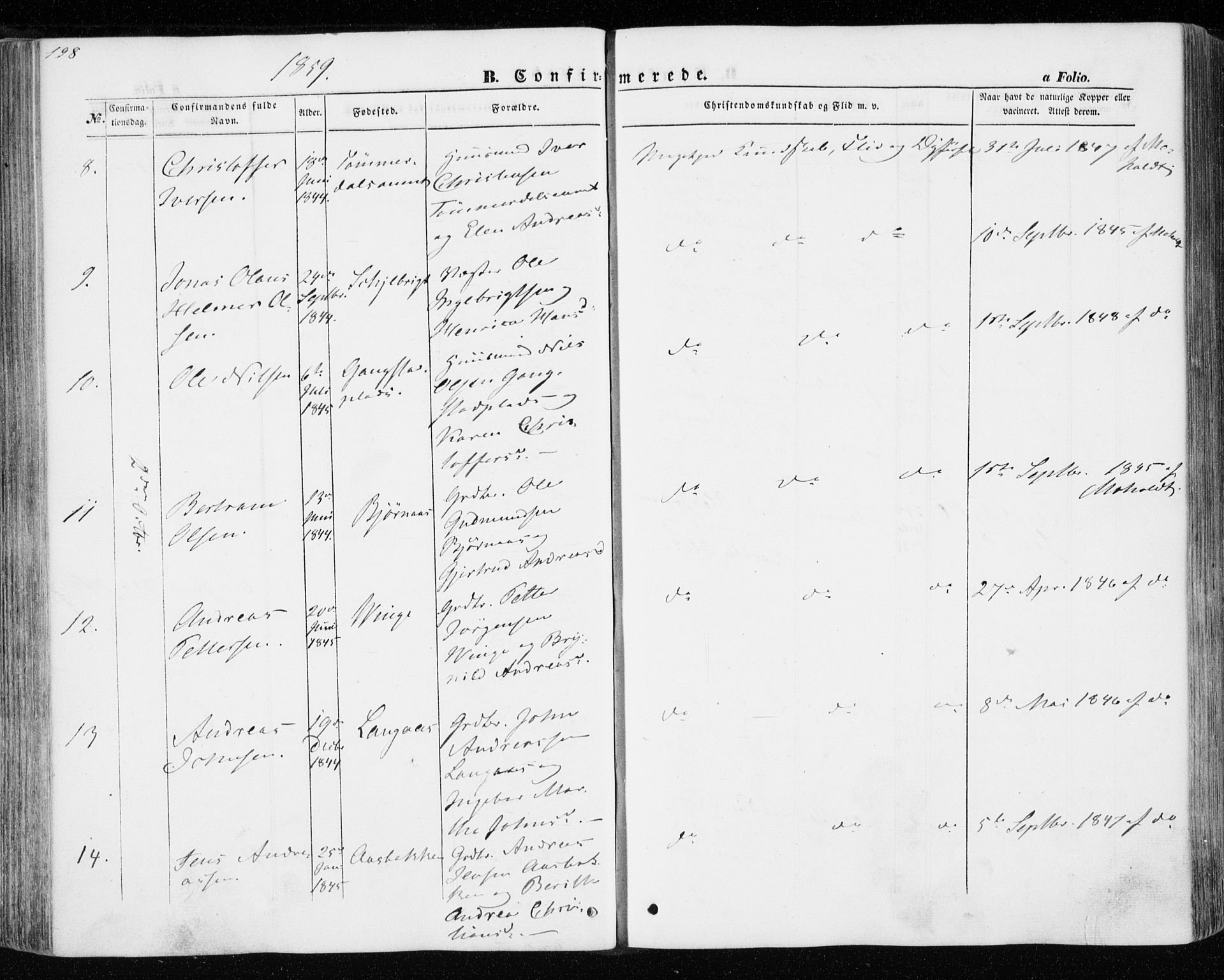 Ministerialprotokoller, klokkerbøker og fødselsregistre - Nord-Trøndelag, SAT/A-1458/701/L0008: Parish register (official) no. 701A08 /1, 1854-1863, p. 198