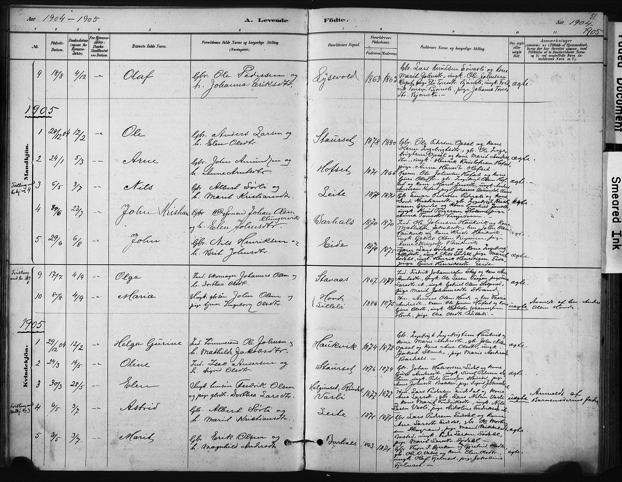 Ministerialprotokoller, klokkerbøker og fødselsregistre - Sør-Trøndelag, SAT/A-1456/631/L0512: Parish register (official) no. 631A01, 1879-1912, p. 51