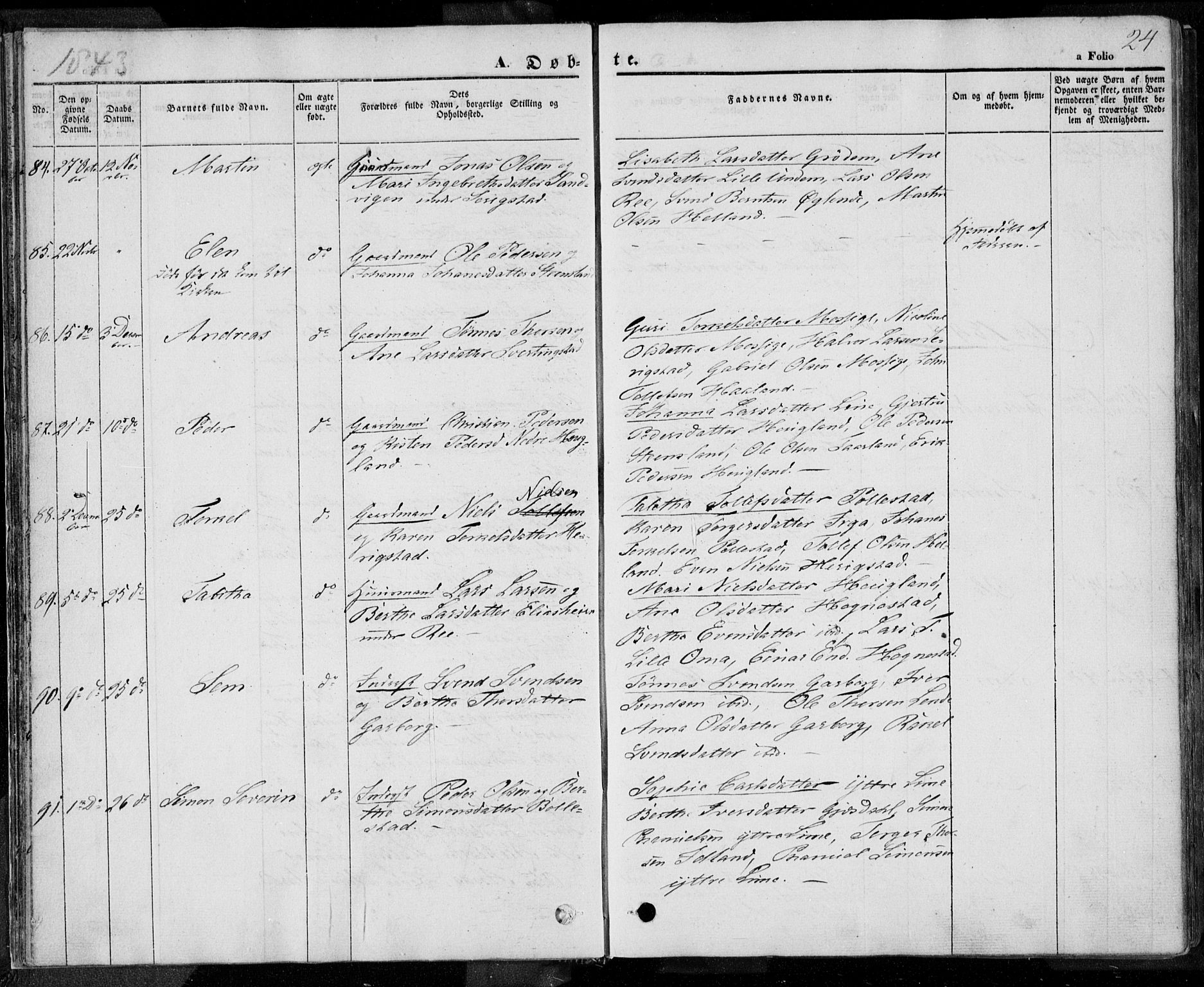 Lye sokneprestkontor, AV/SAST-A-101794/001/30BA/L0005: Parish register (official) no. A 5.1, 1842-1855, p. 24