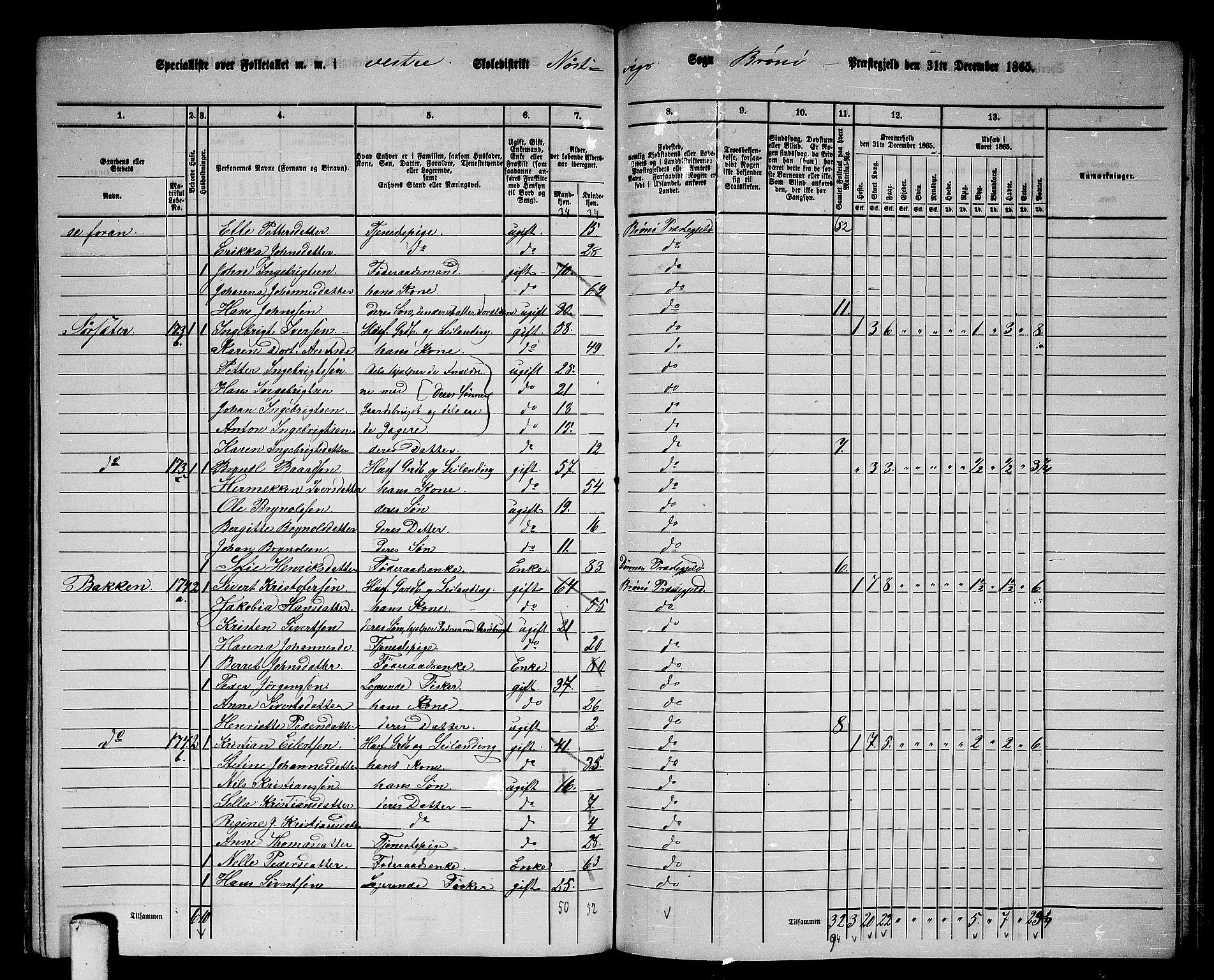 RA, 1865 census for Brønnøy, 1865, p. 175