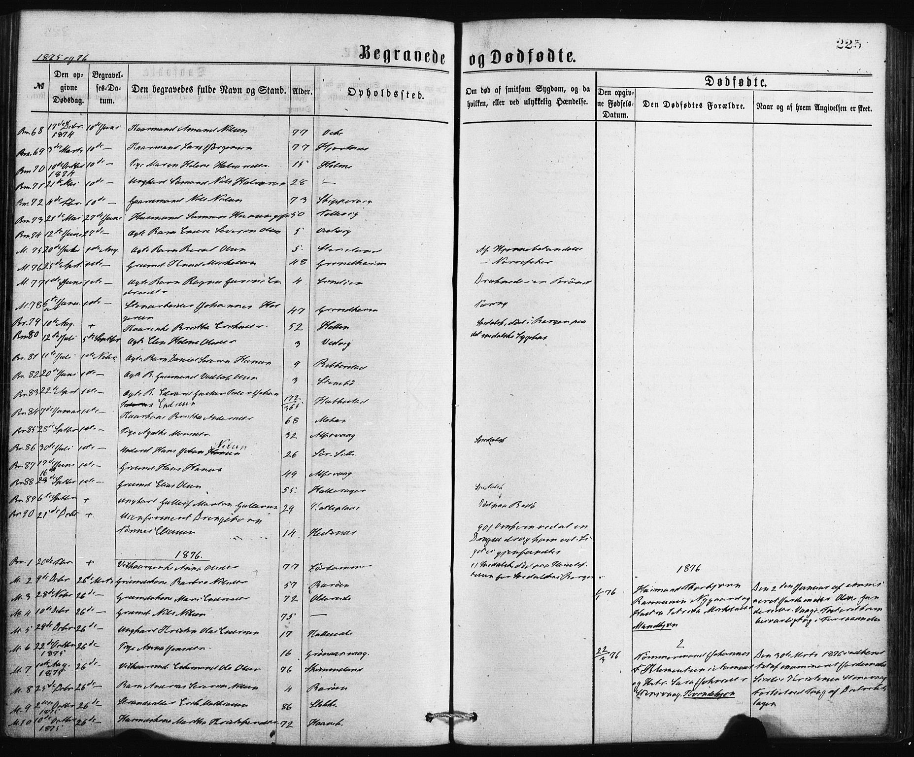 Finnås sokneprestembete, AV/SAB-A-99925/H/Ha/Haa/Haaa/L0009: Parish register (official) no. A 9, 1873-1881, p. 225