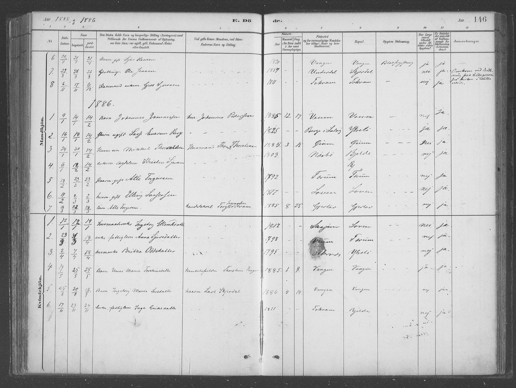 Aurland sokneprestembete, AV/SAB-A-99937/H/Ha/Hab/L0001: Parish register (official) no. B  1, 1880-1909, p. 146