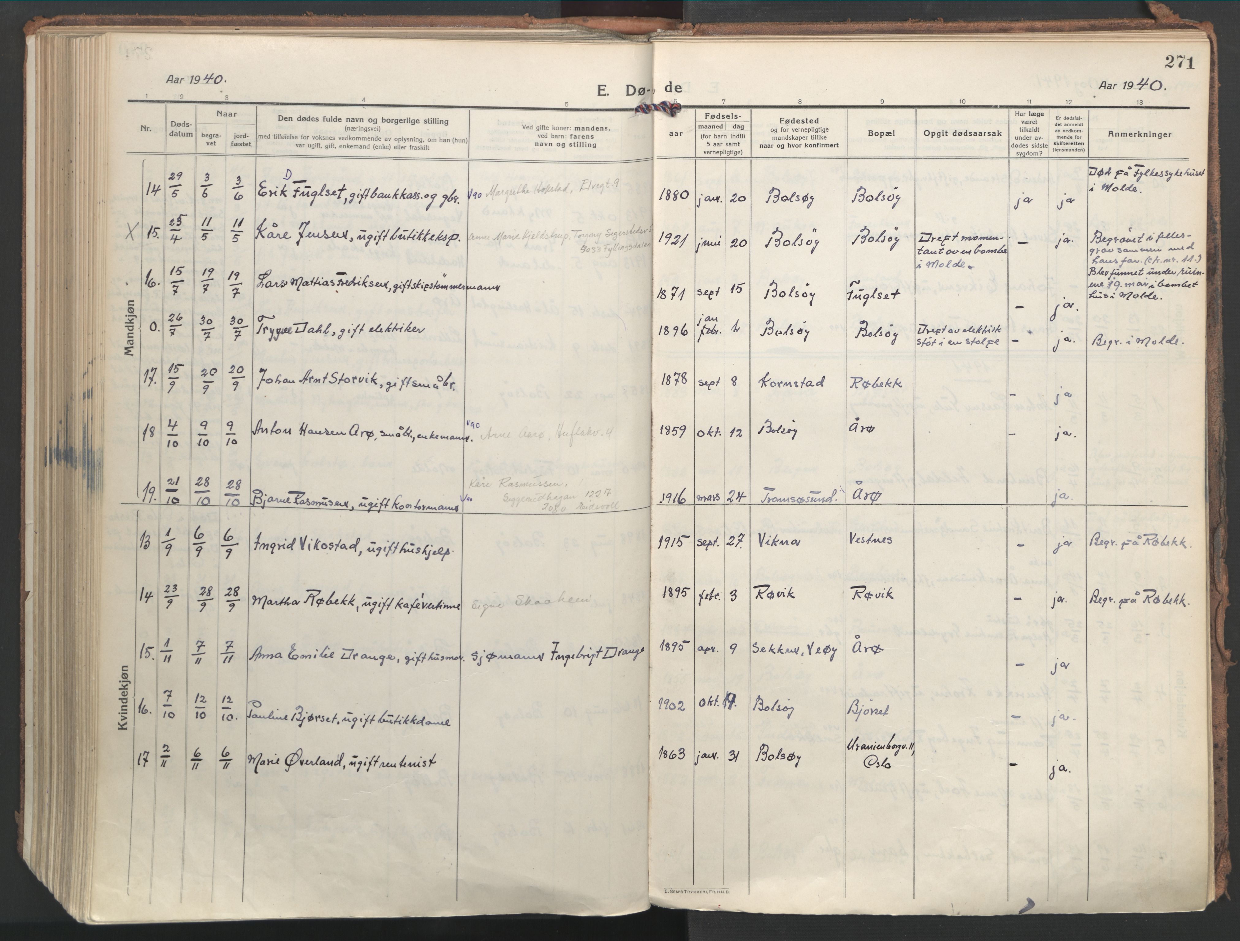 Ministerialprotokoller, klokkerbøker og fødselsregistre - Møre og Romsdal, AV/SAT-A-1454/555/L0659: Parish register (official) no. 555A10, 1917-1971, p. 271