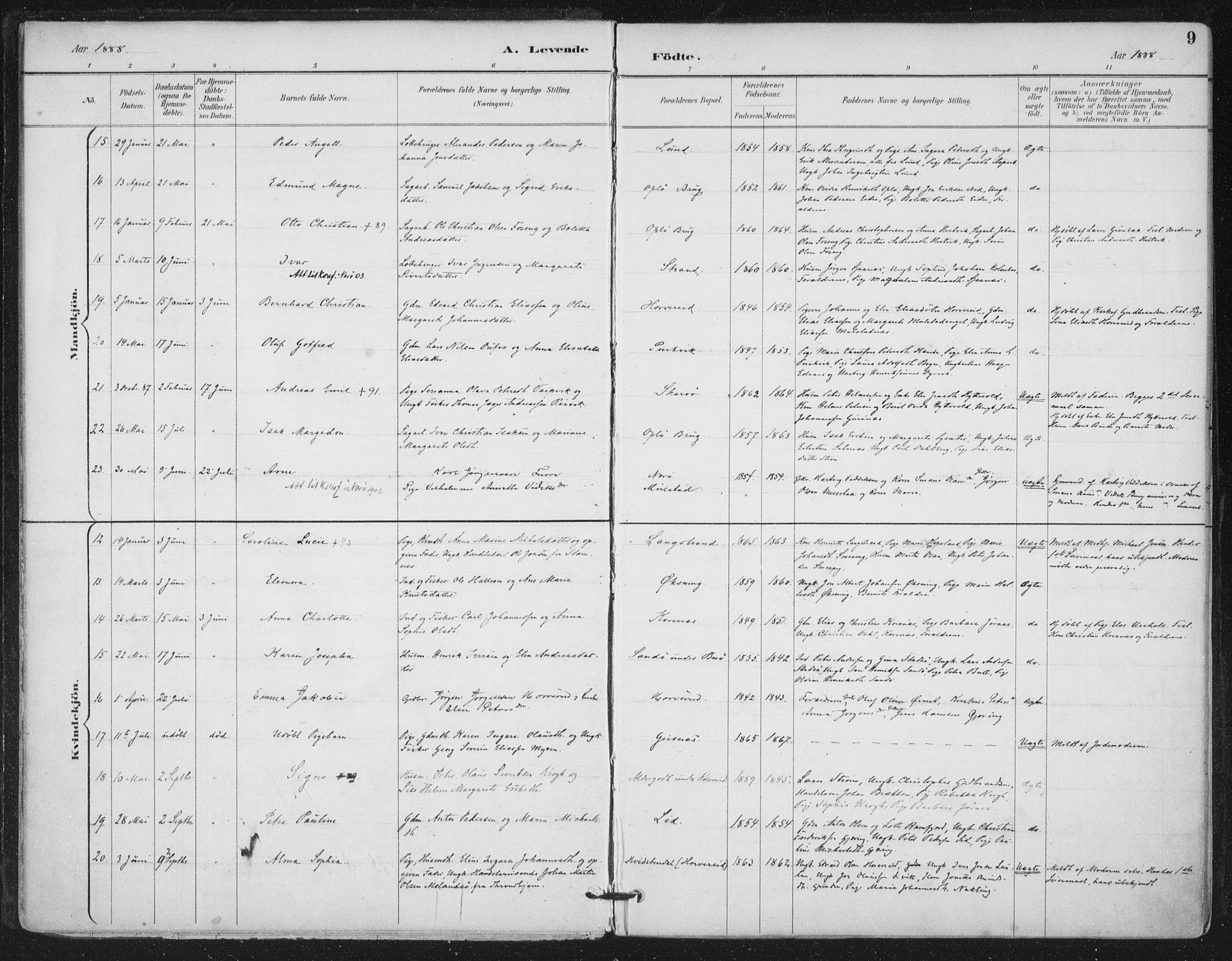Ministerialprotokoller, klokkerbøker og fødselsregistre - Nord-Trøndelag, SAT/A-1458/780/L0644: Parish register (official) no. 780A08, 1886-1903, p. 9