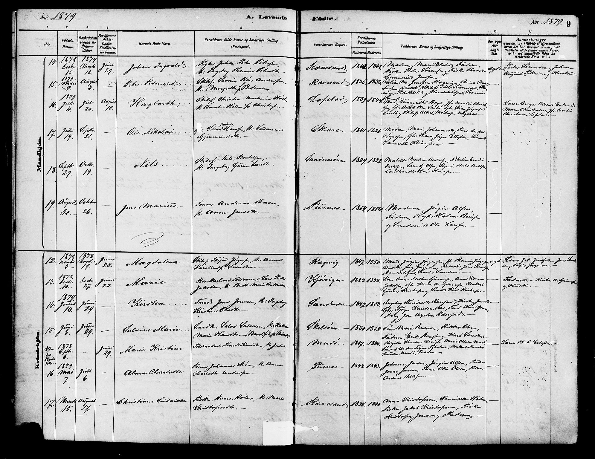 Tromøy sokneprestkontor, AV/SAK-1111-0041/F/Fa/L0009: Parish register (official) no. A 9, 1878-1896, p. 9