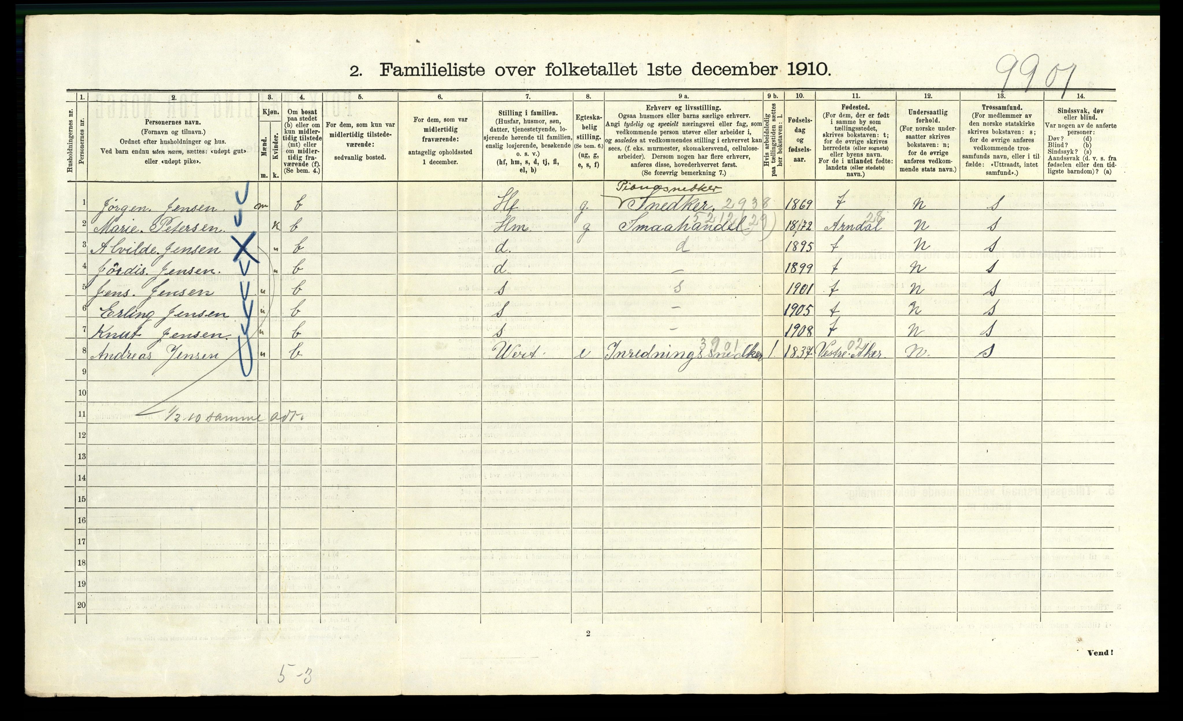 RA, 1910 census for Kristiania, 1910, p. 95084