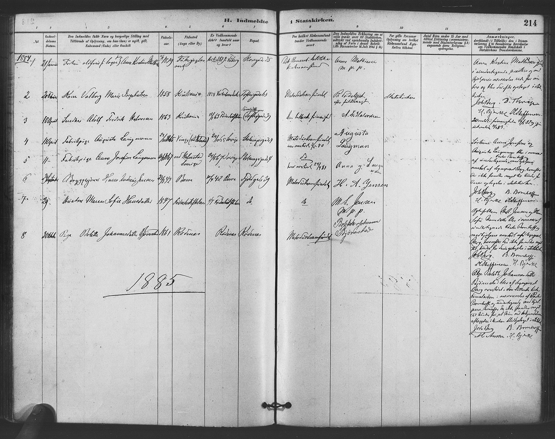 Paulus prestekontor Kirkebøker, AV/SAO-A-10871/F/Fa/L0005: Parish register (official) no. 5, 1879-1889, p. 214