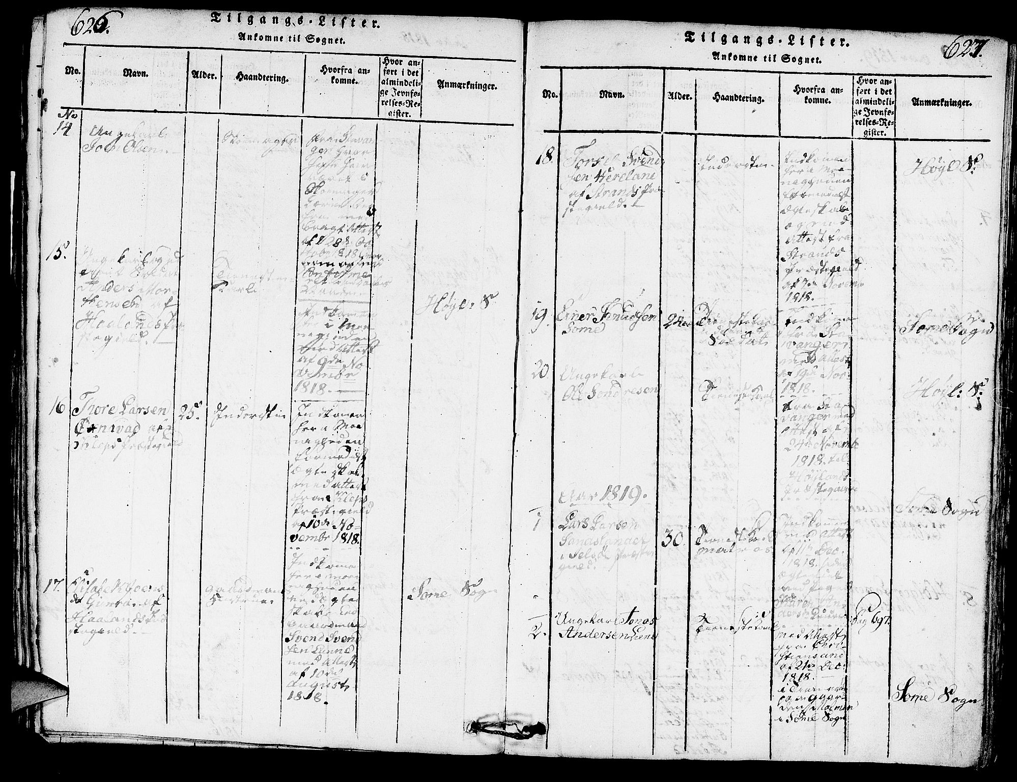 Høyland sokneprestkontor, SAST/A-101799/001/30BA/L0006: Parish register (official) no. A 6, 1815-1825, p. 626-627