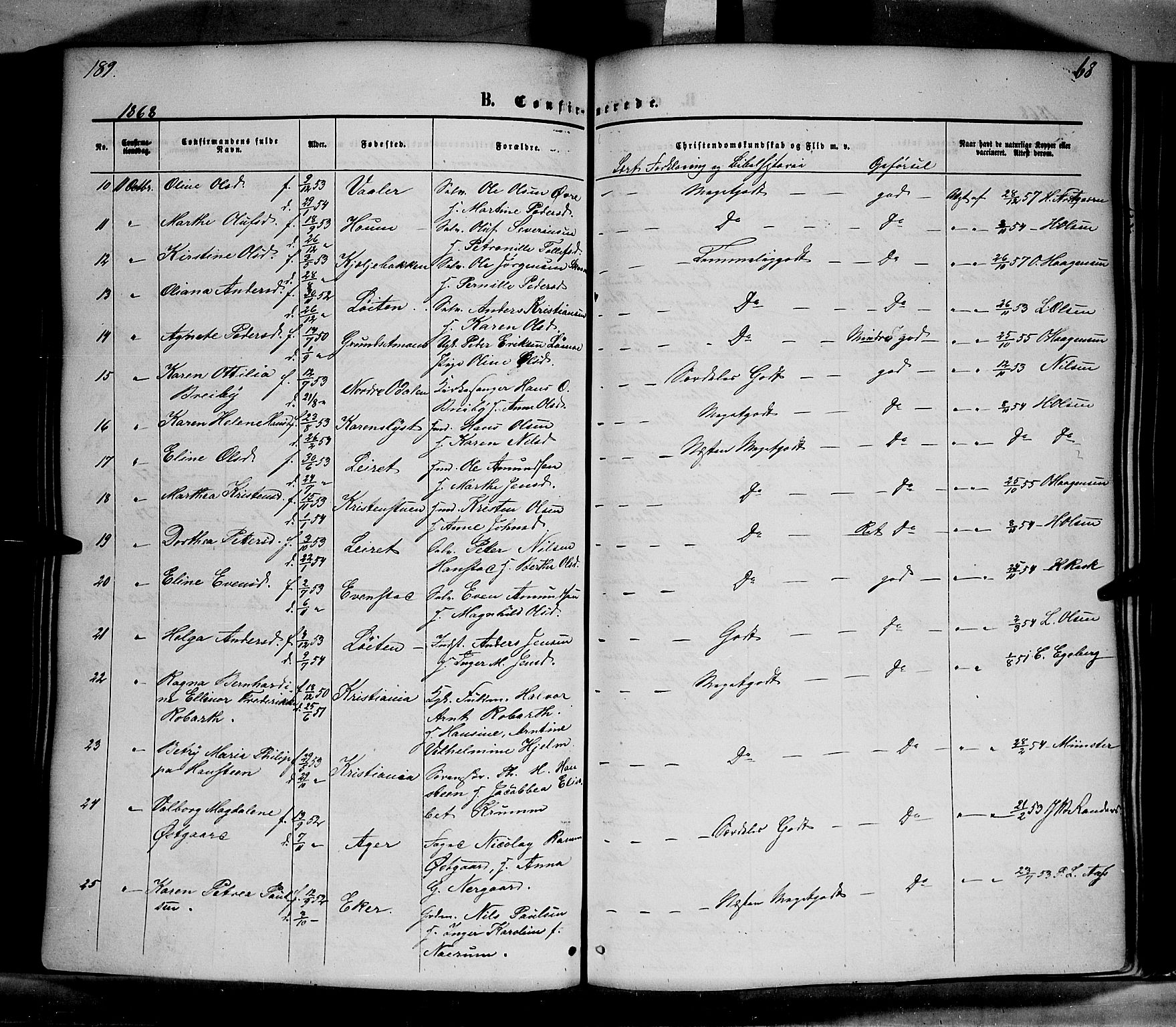 Elverum prestekontor, AV/SAH-PREST-044/H/Ha/Haa/L0010: Parish register (official) no. 10, 1857-1868, p. 189