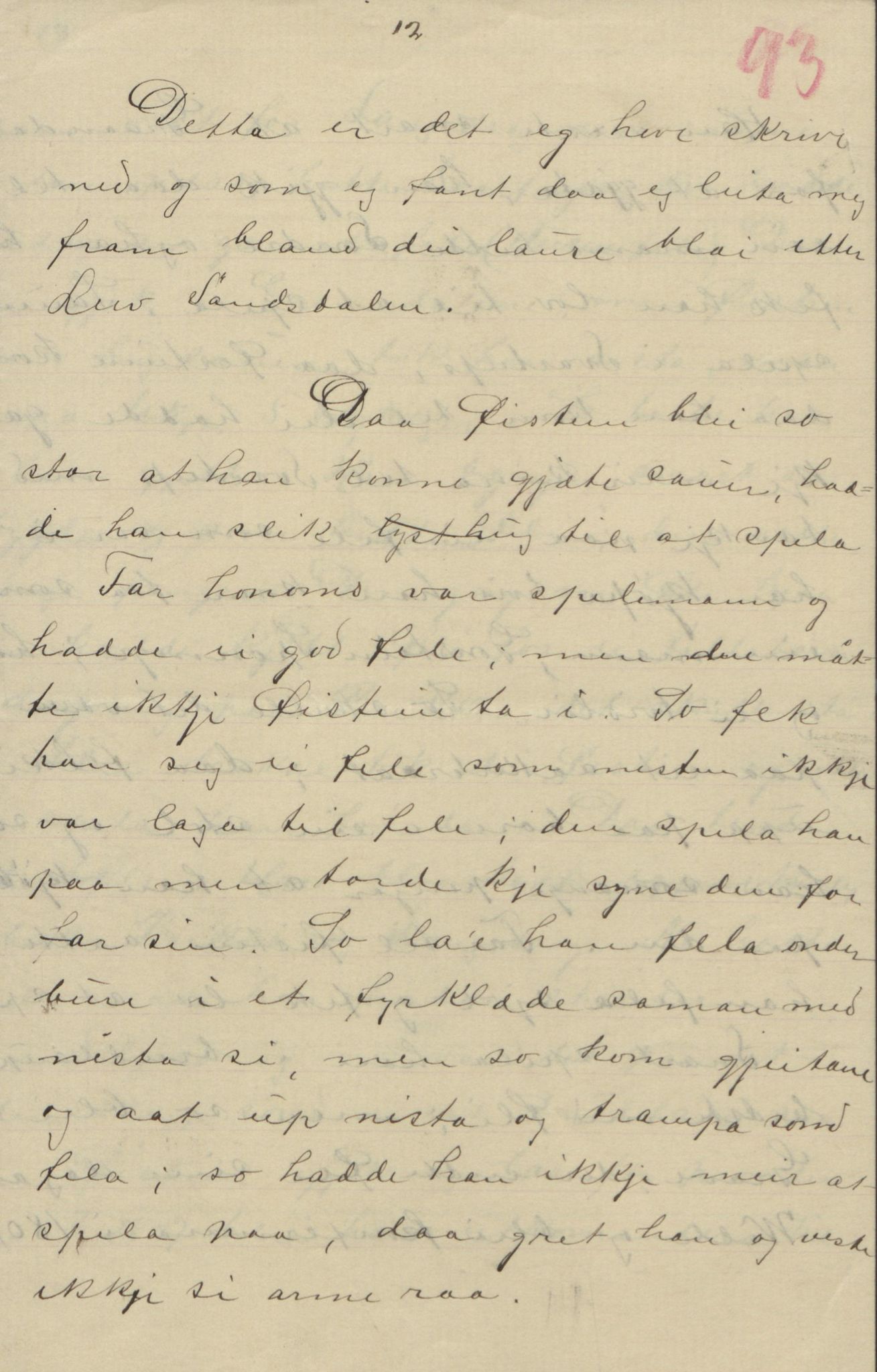 Rikard Berge, TEMU/TGM-A-1003/F/L0004/0053: 101-159 / 157 Manuskript, notatar, brev o.a. Nokre leiker, manuskript, 1906-1908, p. 93