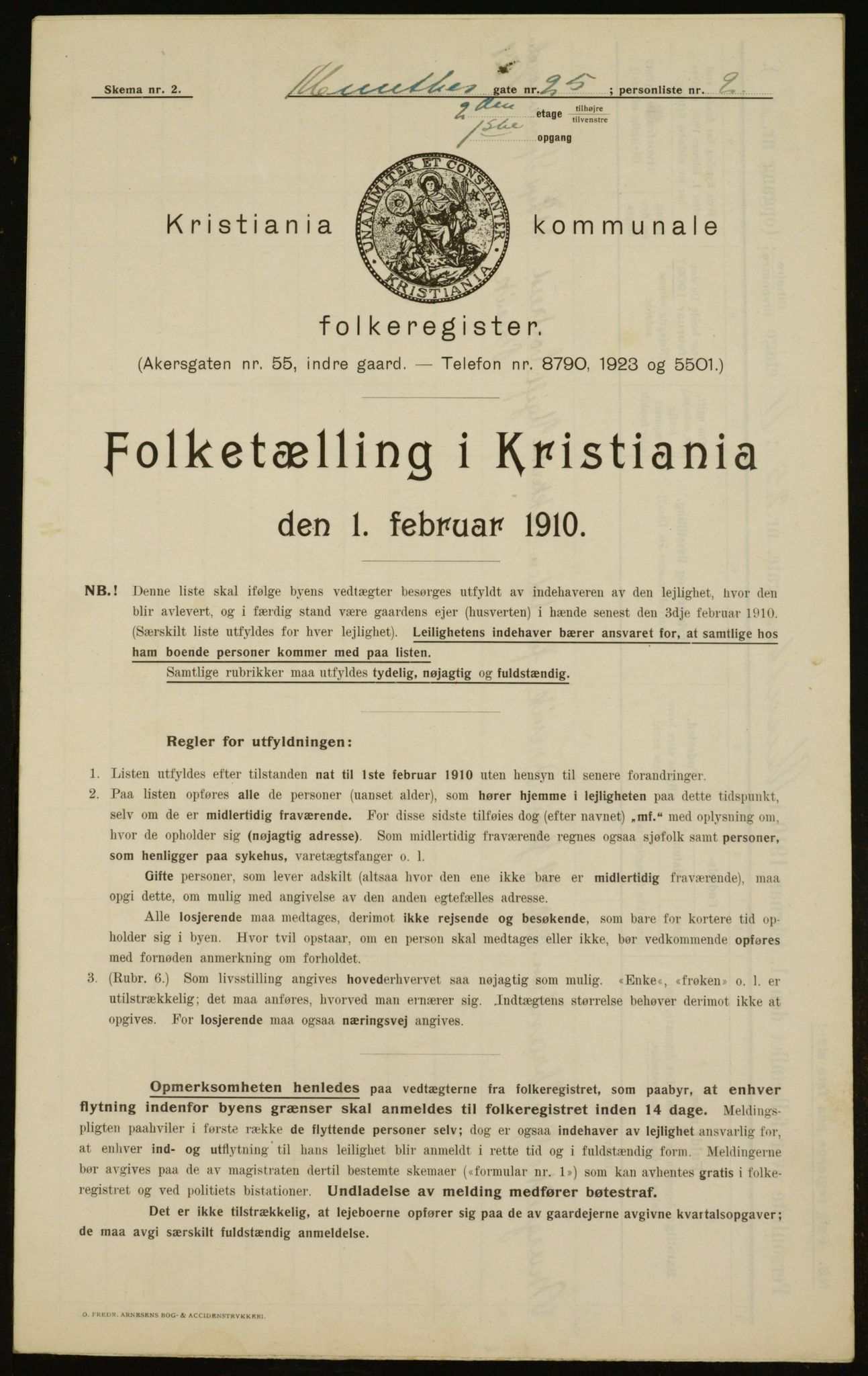 OBA, Municipal Census 1910 for Kristiania, 1910, p. 65756