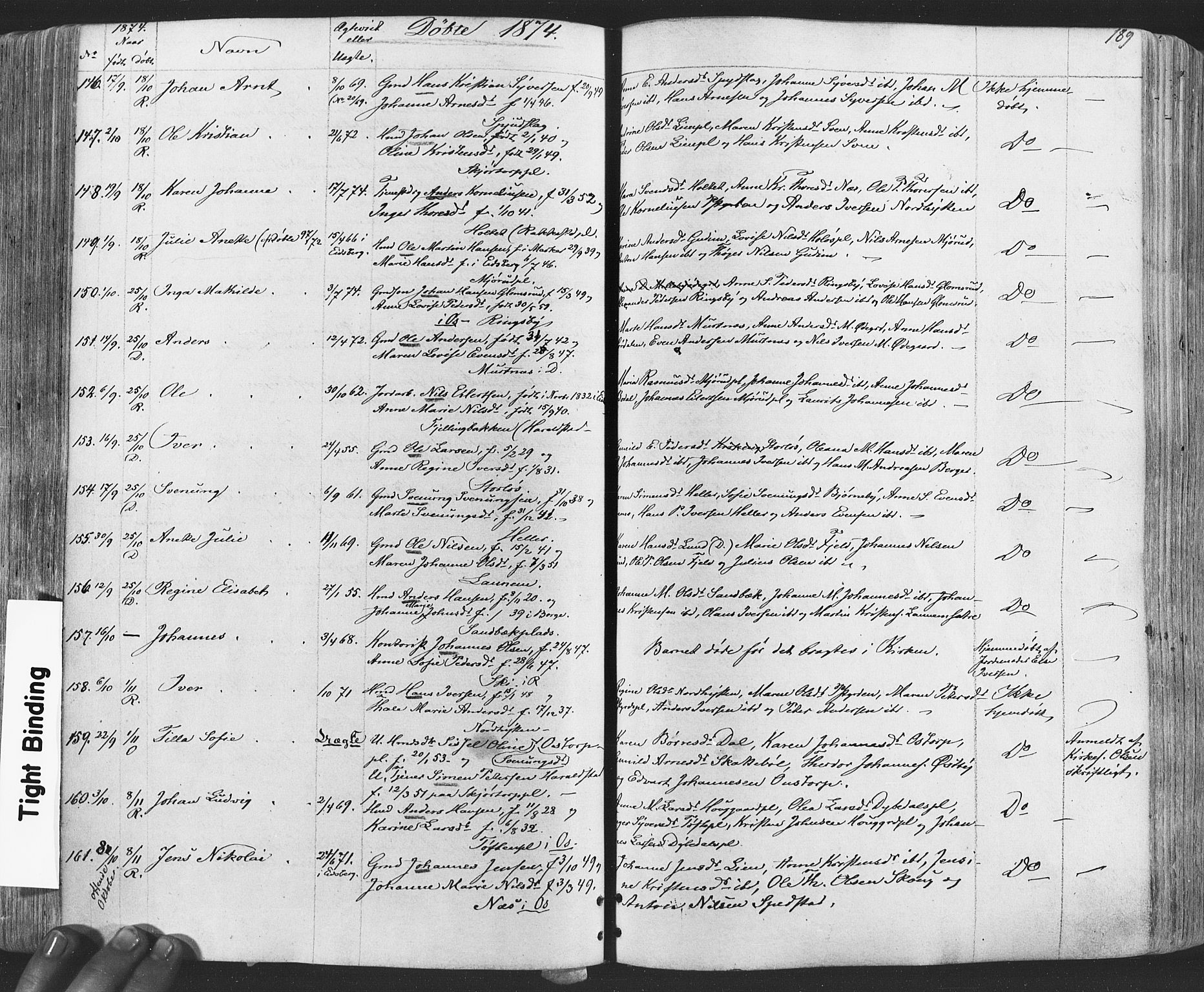 Rakkestad prestekontor Kirkebøker, AV/SAO-A-2008/F/Fa/L0011: Parish register (official) no. I 11, 1862-1877, p. 189