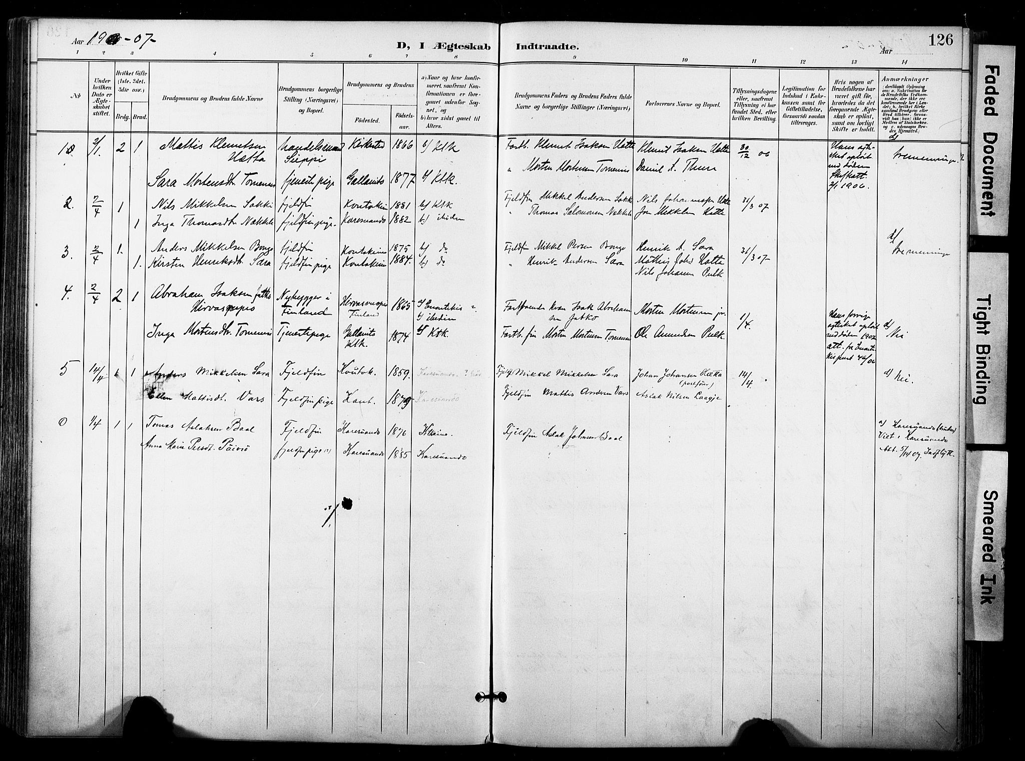 Kautokeino sokneprestembete, SATØ/S-1340/H/Ha/L0005.kirke: Parish register (official) no. 5, 1896-1916, p. 126