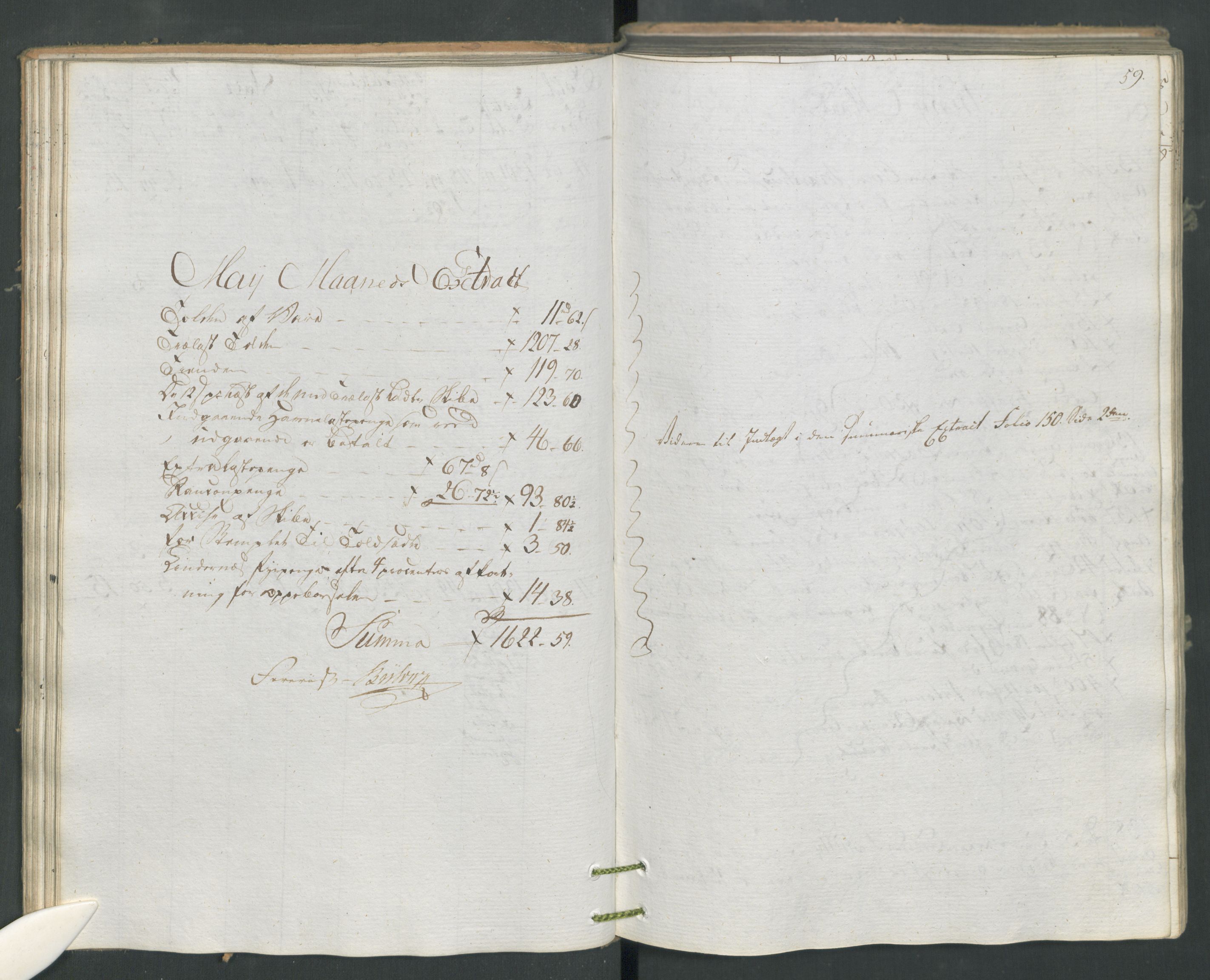 Generaltollkammeret, tollregnskaper, AV/RA-EA-5490/R16/L0120/0001: Tollregnskaper Kristiansand / Utgående tollbok, 1794, p. 58b-59a