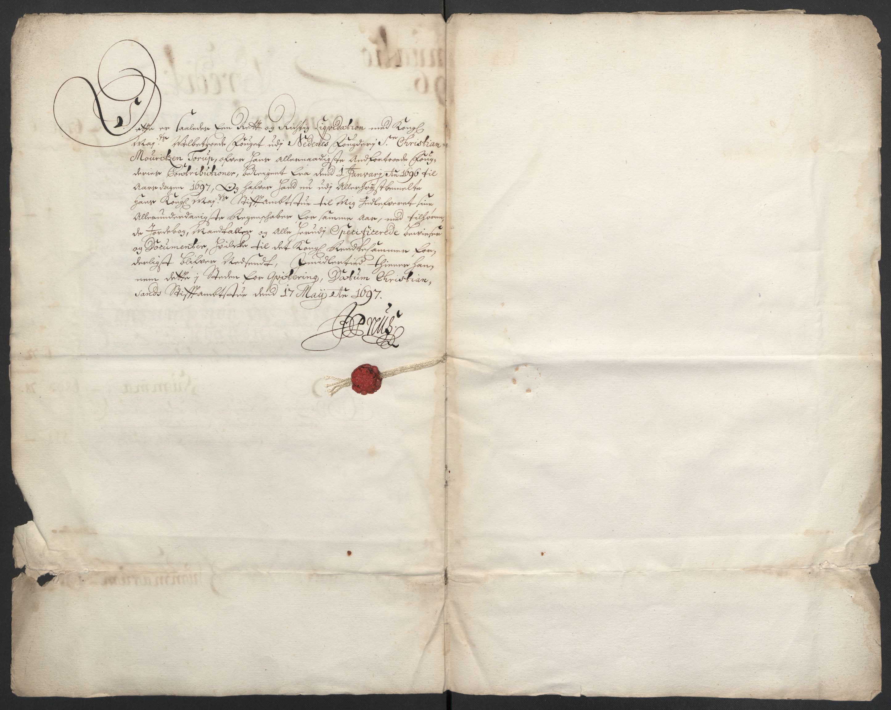 Rentekammeret inntil 1814, Reviderte regnskaper, Fogderegnskap, AV/RA-EA-4092/R39/L2313: Fogderegnskap Nedenes, 1696-1697, p. 7