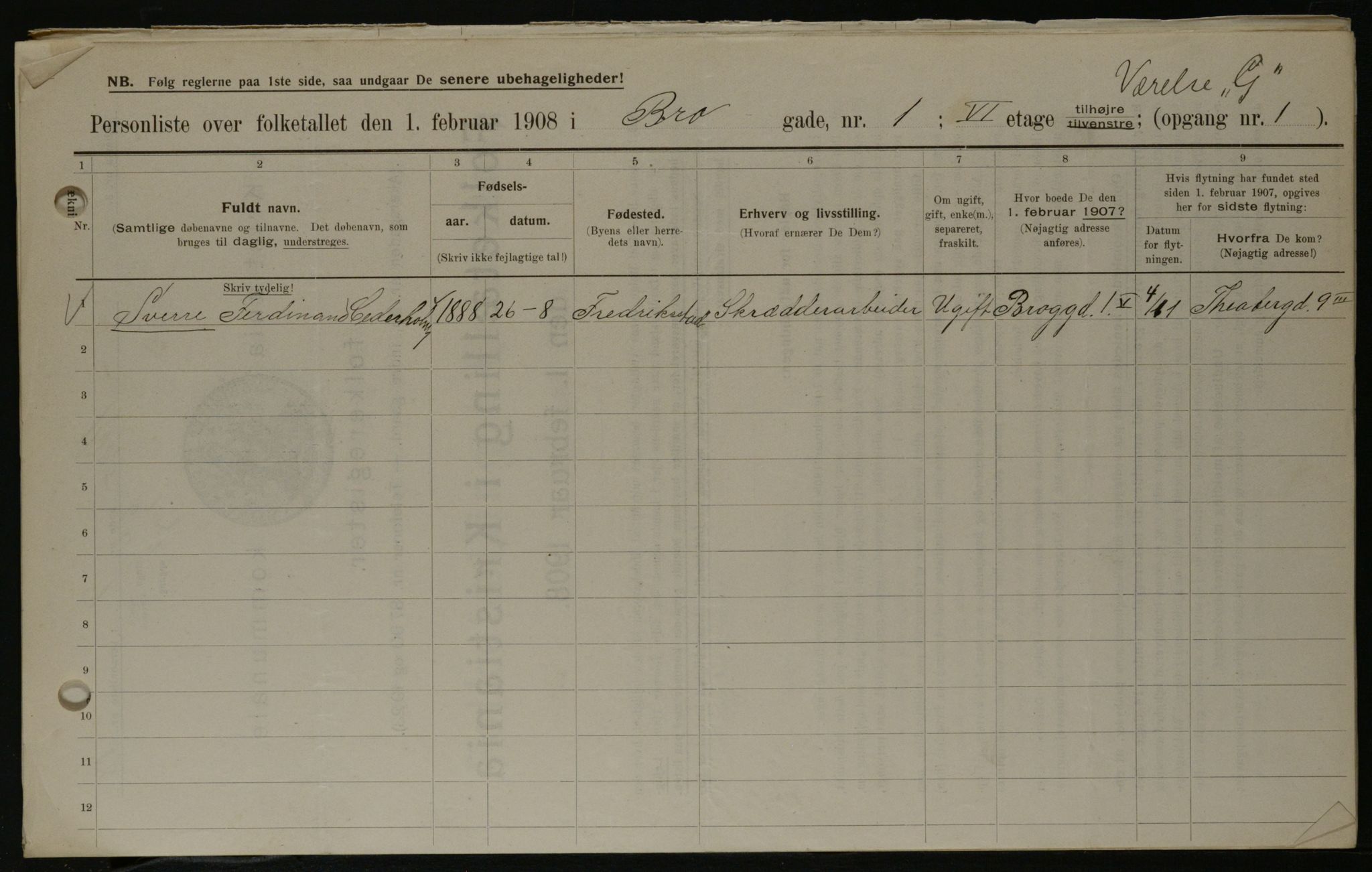 OBA, Municipal Census 1908 for Kristiania, 1908, p. 9209