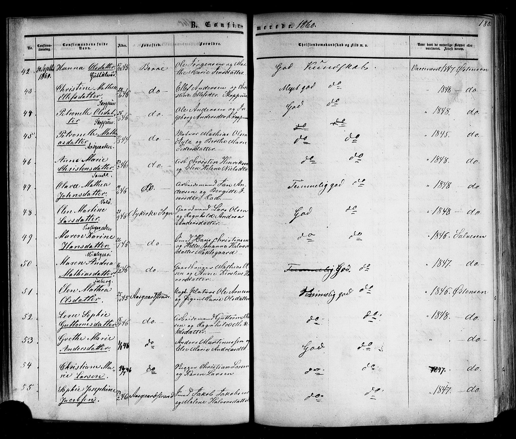 Horten kirkebøker, SAKO/A-348/F/Fa/L0001: Parish register (official) no. 1, 1855-1871, p. 180