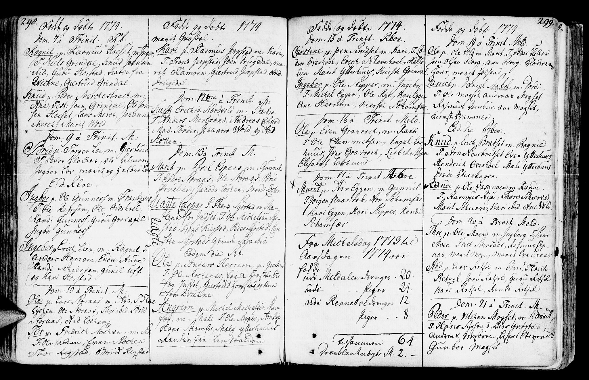 Ministerialprotokoller, klokkerbøker og fødselsregistre - Sør-Trøndelag, SAT/A-1456/672/L0851: Parish register (official) no. 672A04, 1751-1775, p. 298-299