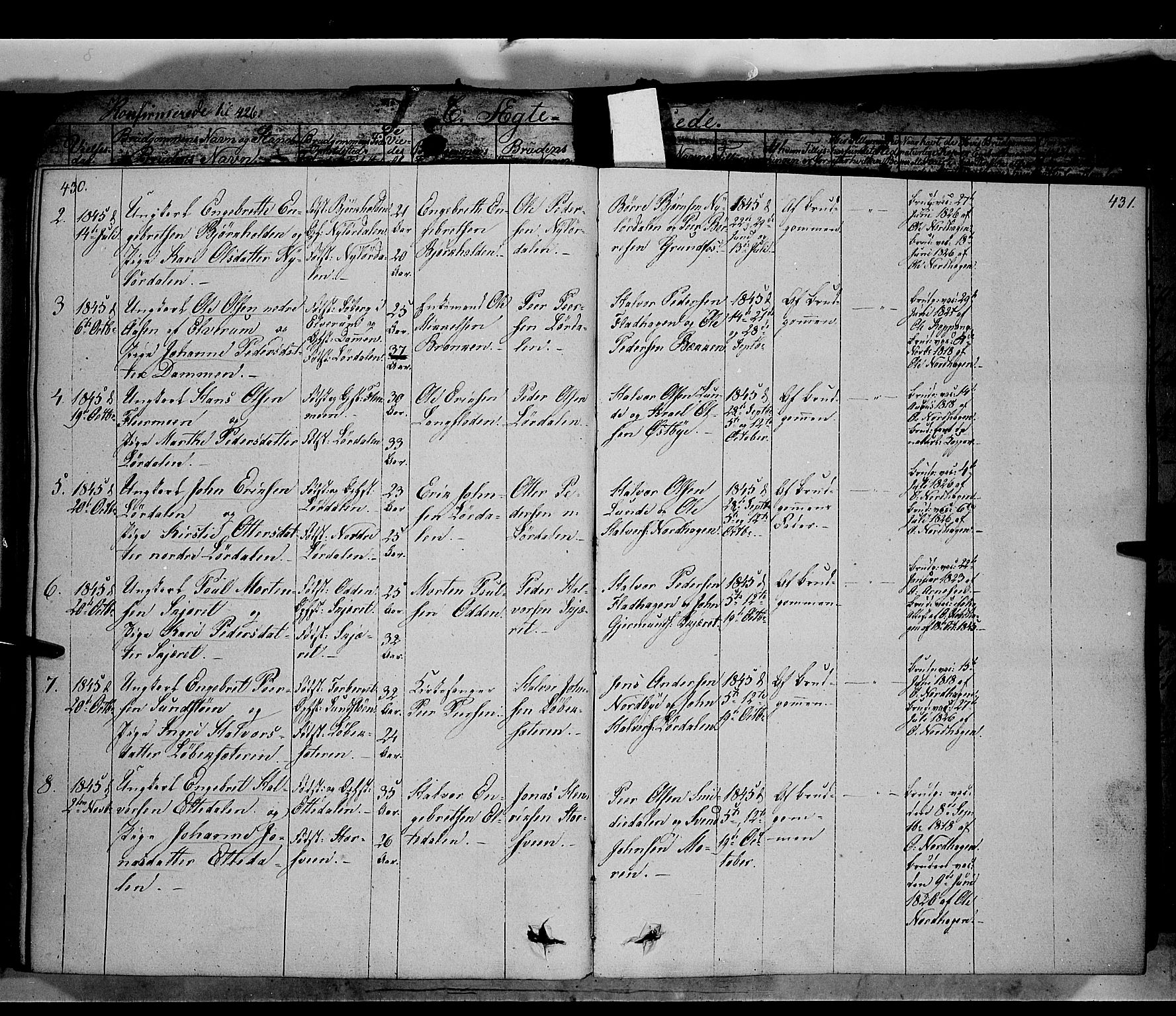 Trysil prestekontor, SAH/PREST-046/H/Ha/Haa/L0004: Parish register (official) no. 4 /1, 1842-1850, p. 430-431